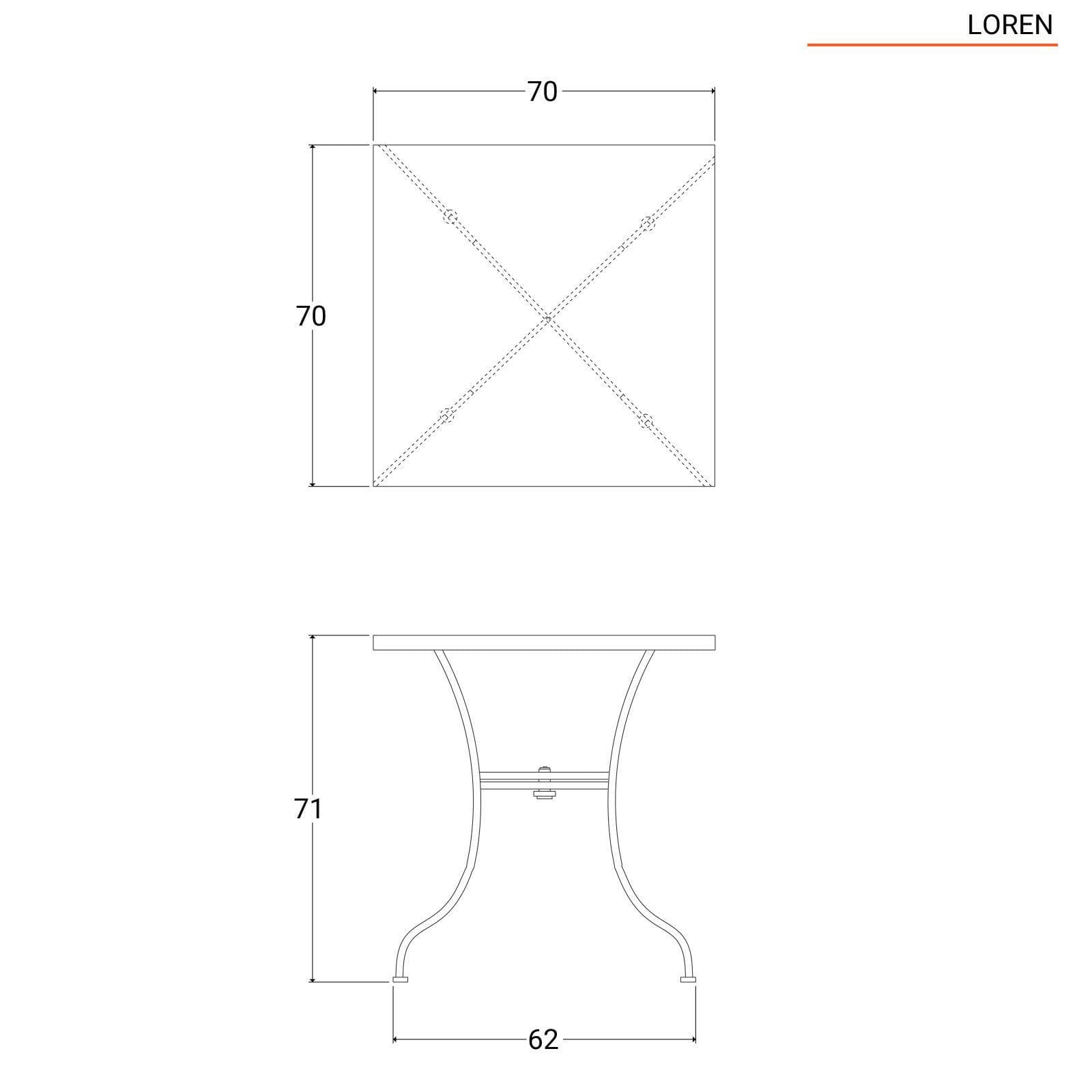 Tavolo da giardino 70x70 cm in metallo tortora - Loren