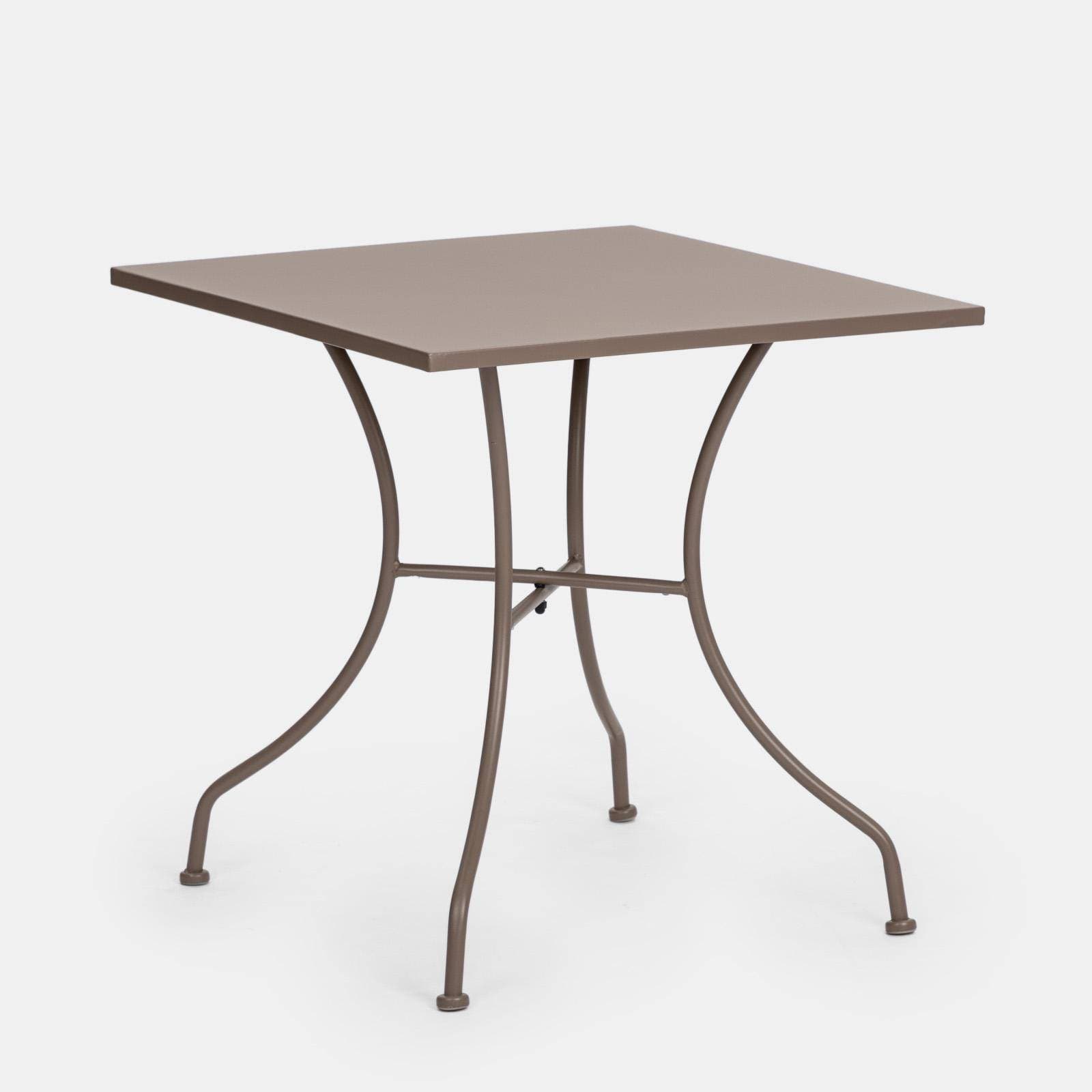 Tavolo da giardino 70x70 cm in metallo tortora - Loren
