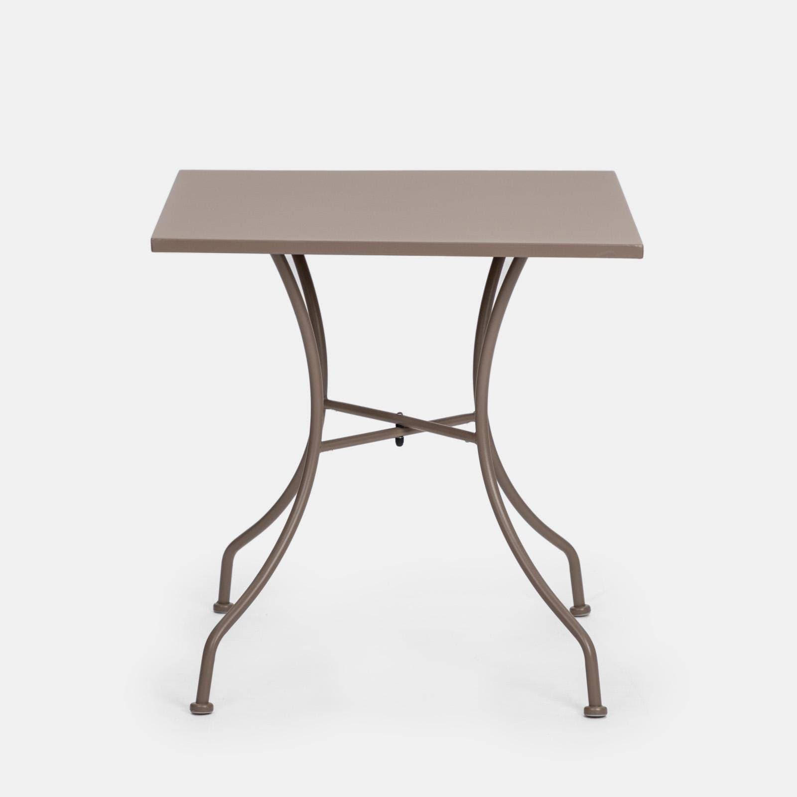 Tavolo da giardino 70x70 cm in metallo tortora - Loren