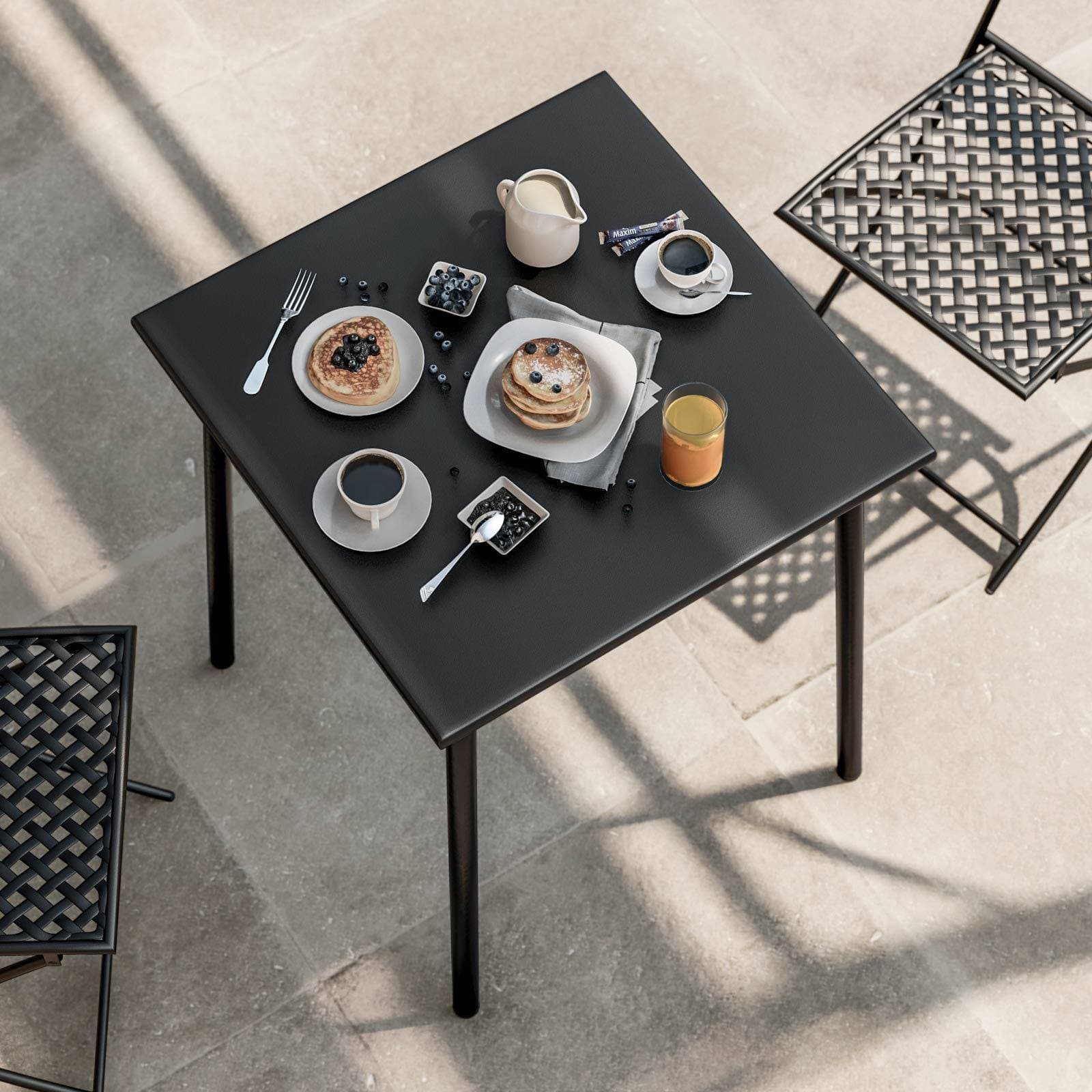 Tavolo da giardino 70x70 cm in metallo nero - Dama