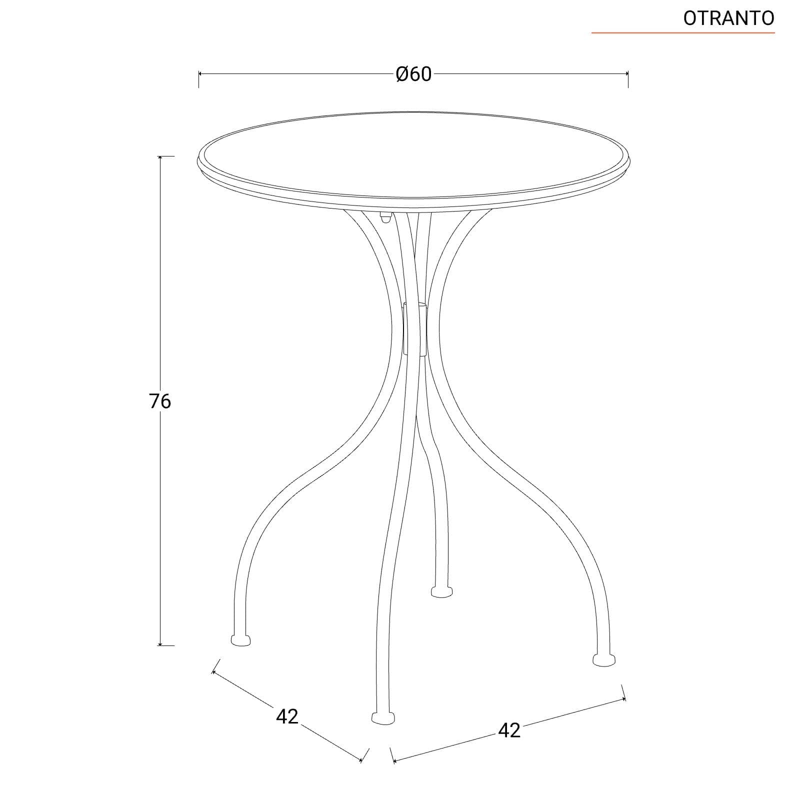Tavolo da giardino rotondo 60 cm con decorazione mosaico a fiori arancio - Otranto