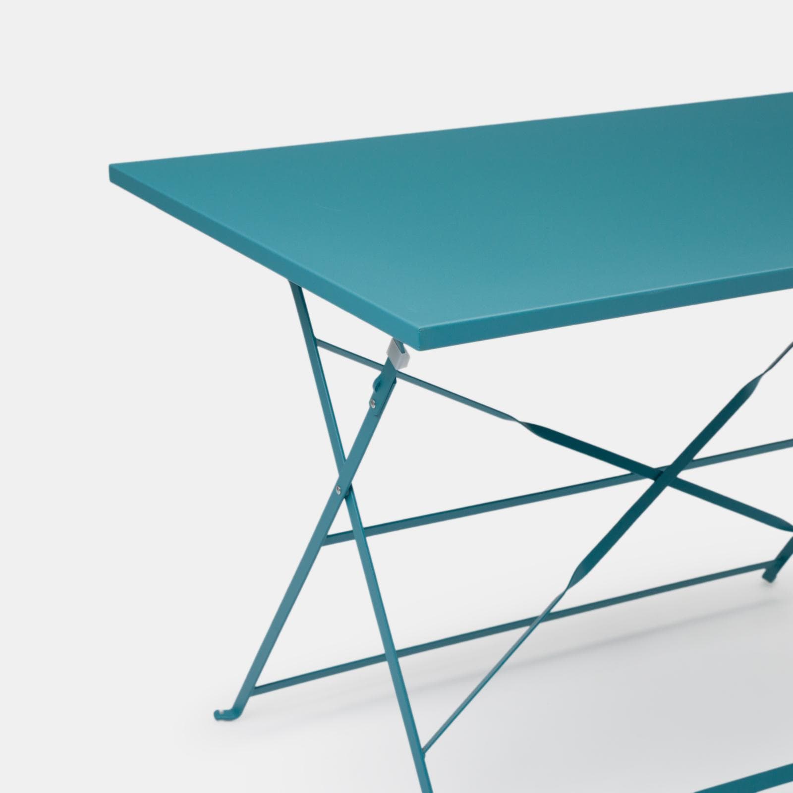 Tavolo da giardino pieghevole 110x70 cm in metallo blu pavone - Atelier