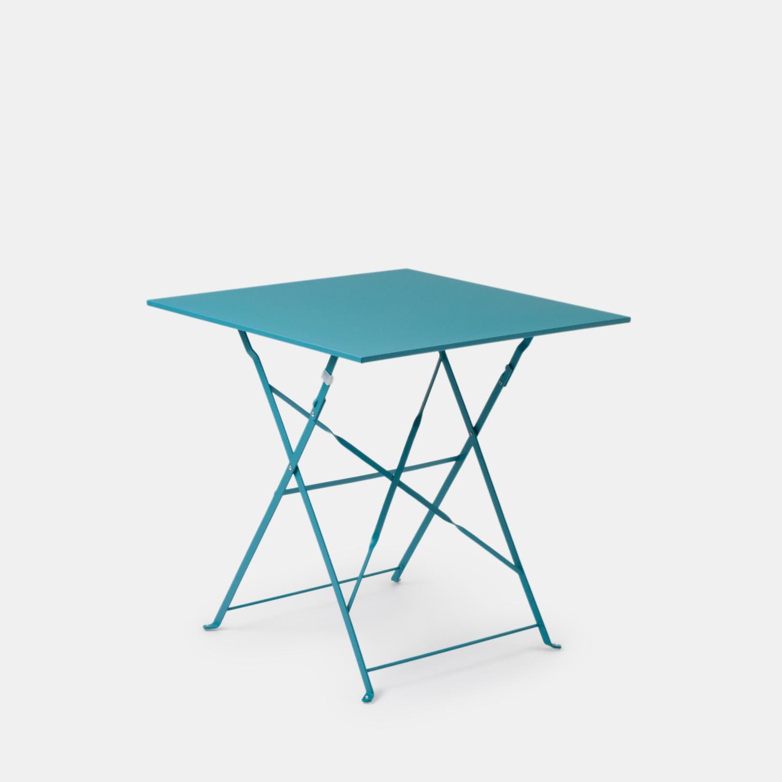 Tavolo da giardino pieghevole 70x70 cm in metallo blu pavone - Atelier