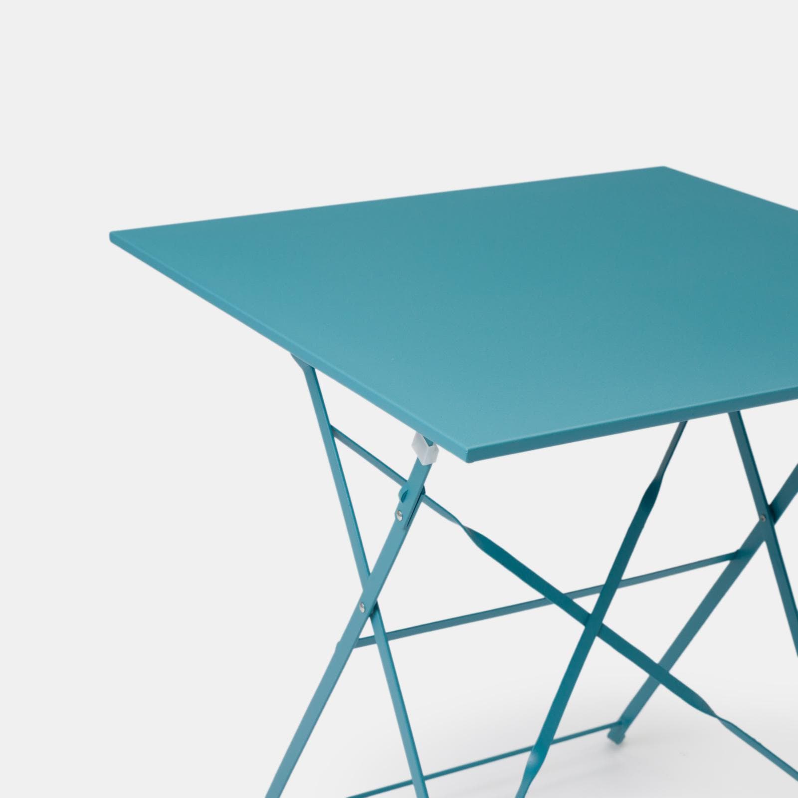 Tavolo da giardino pieghevole 70x70 cm in metallo blu pavone - Atelier