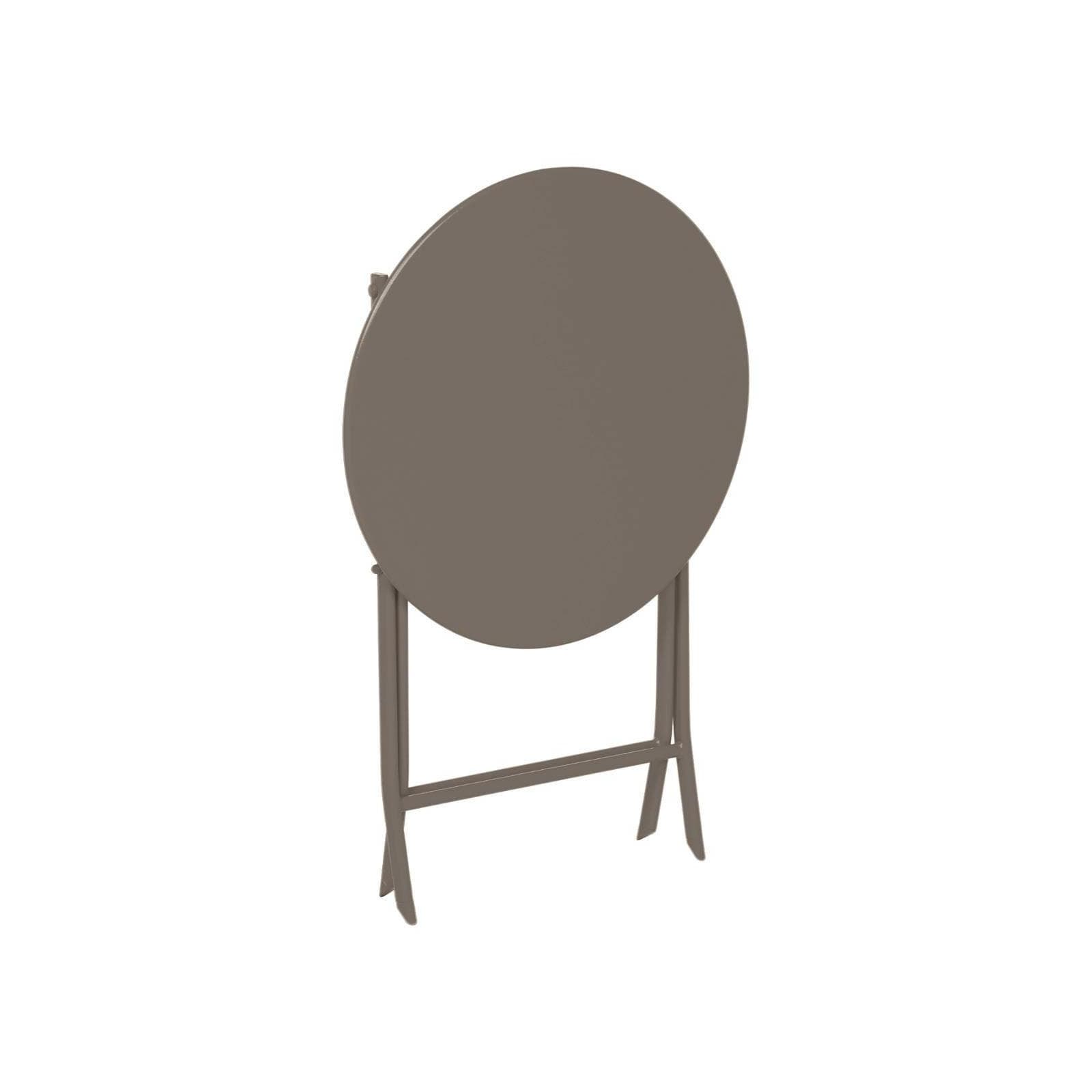 Tavolo pieghevole da esterno rotondo 60 cm in acciaio marrone tonka - Atelier
