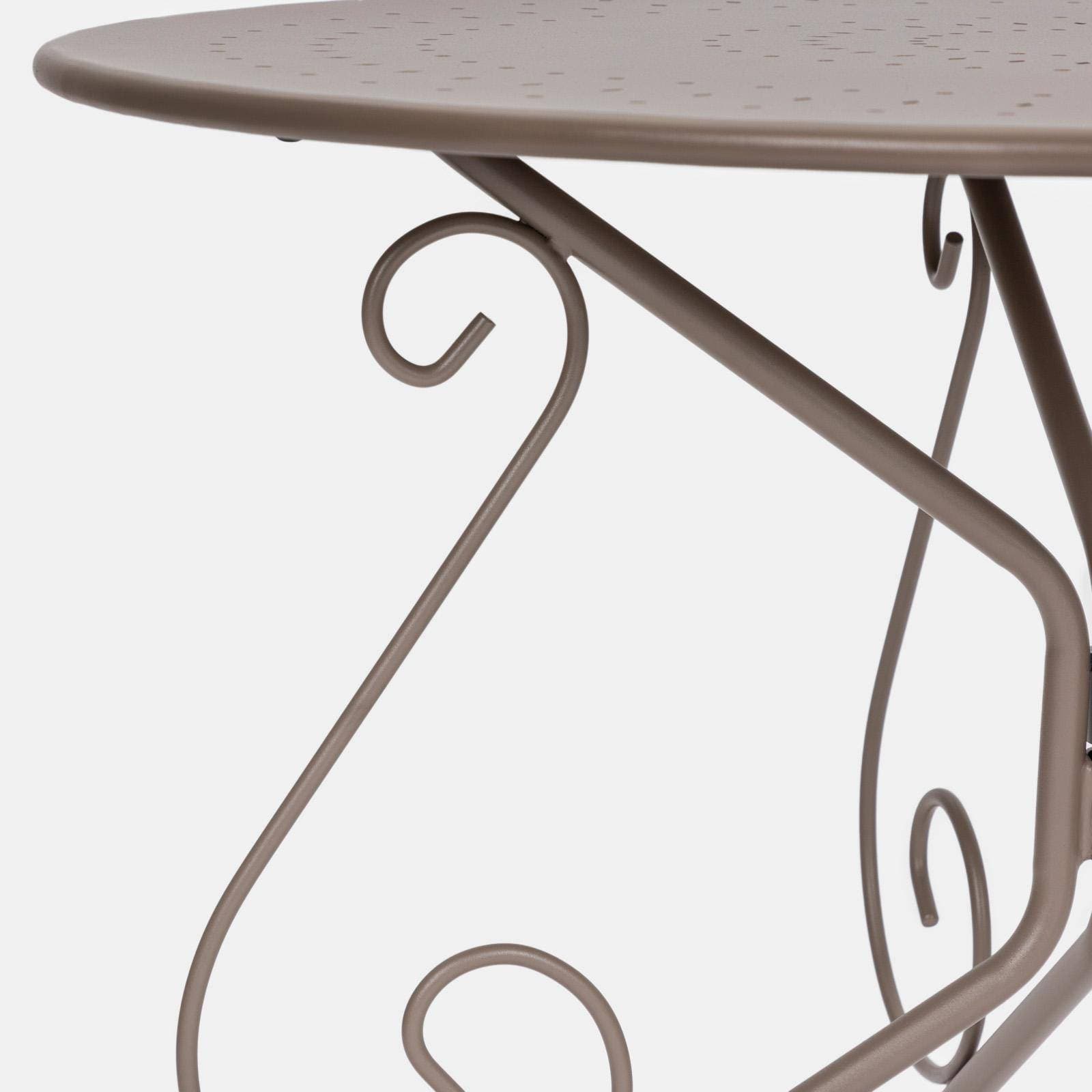 Tavolo da giardino rotondo 90 cm in metallo tortora - Loren