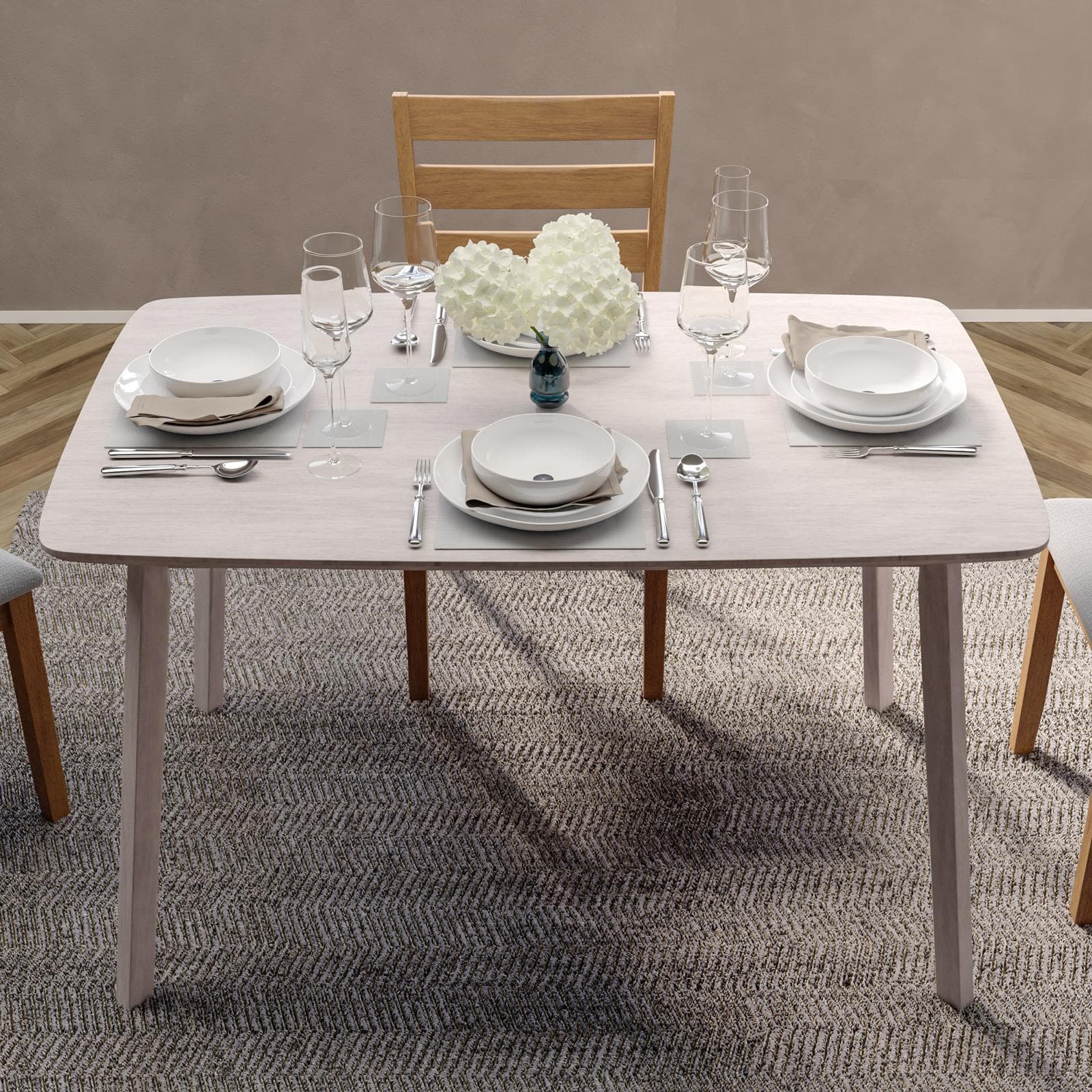 Tavolo da pranzo 120x75 cm in legno bianco crema - Pictor