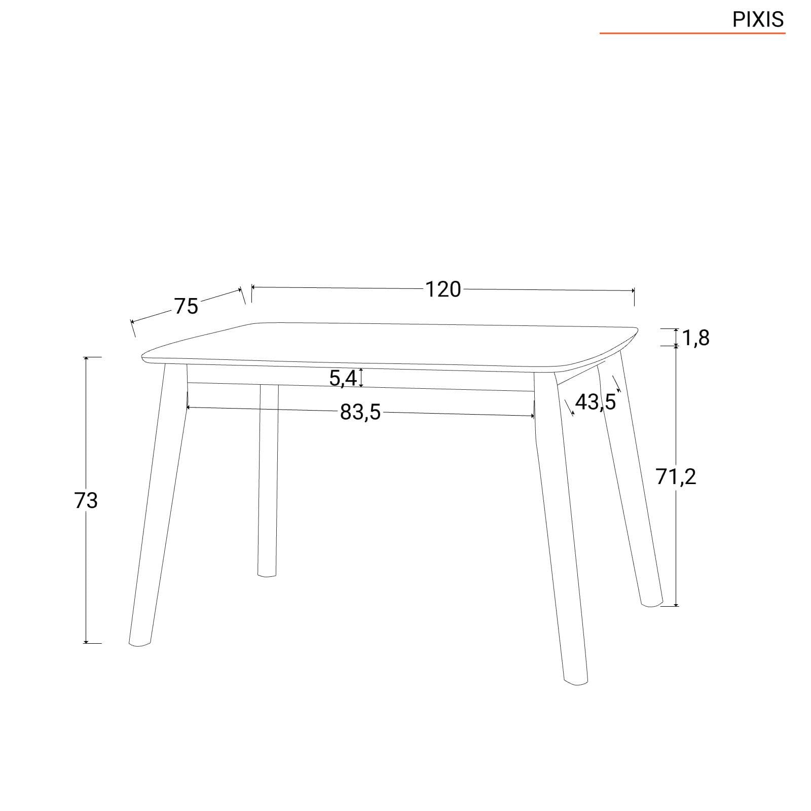 Tavolo da pranzo 120x75 cm in legno cashmere - Pixis