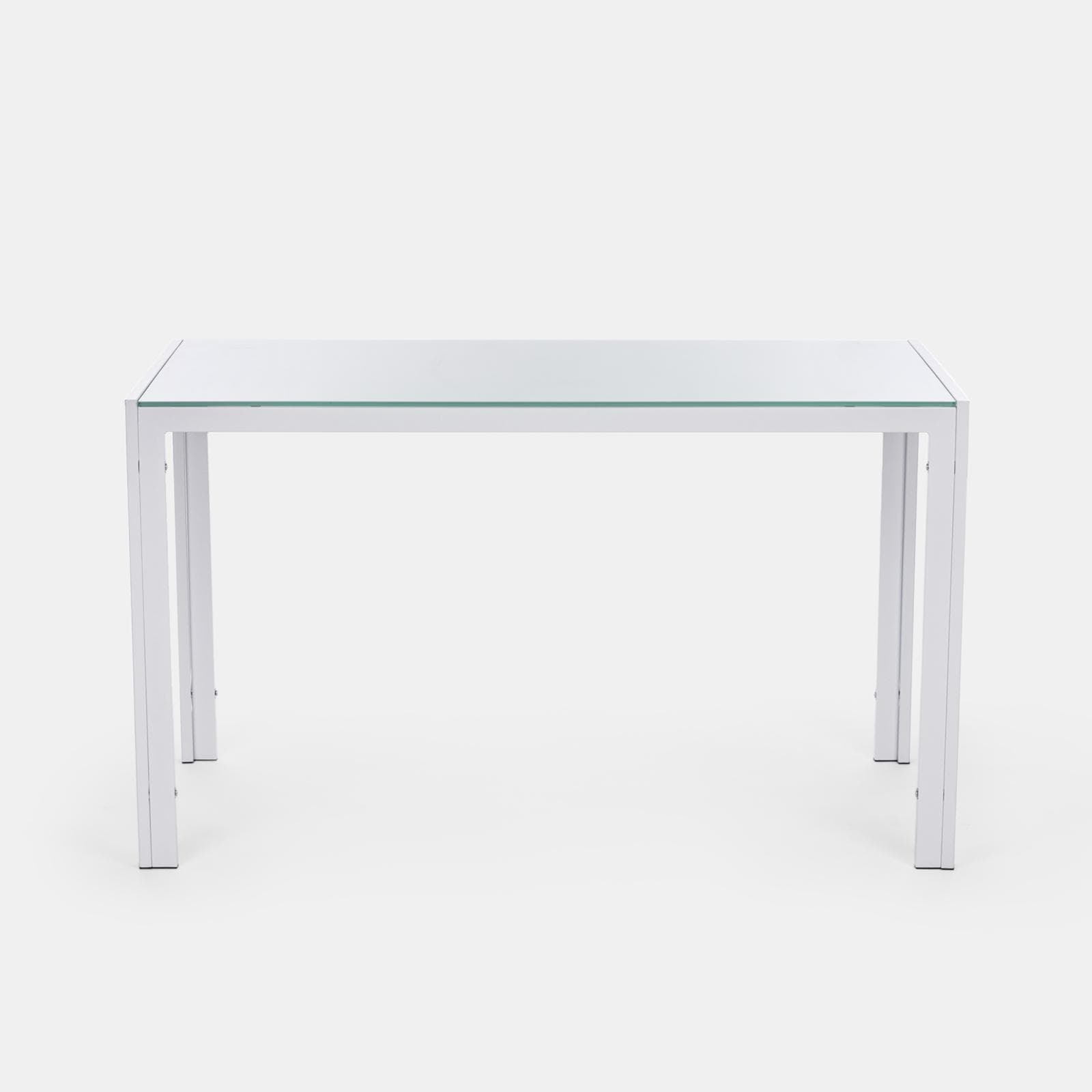 Tavolo da pranzo 130x70 cm piano in vetro temperato e gambe in metallo bianco - Grido