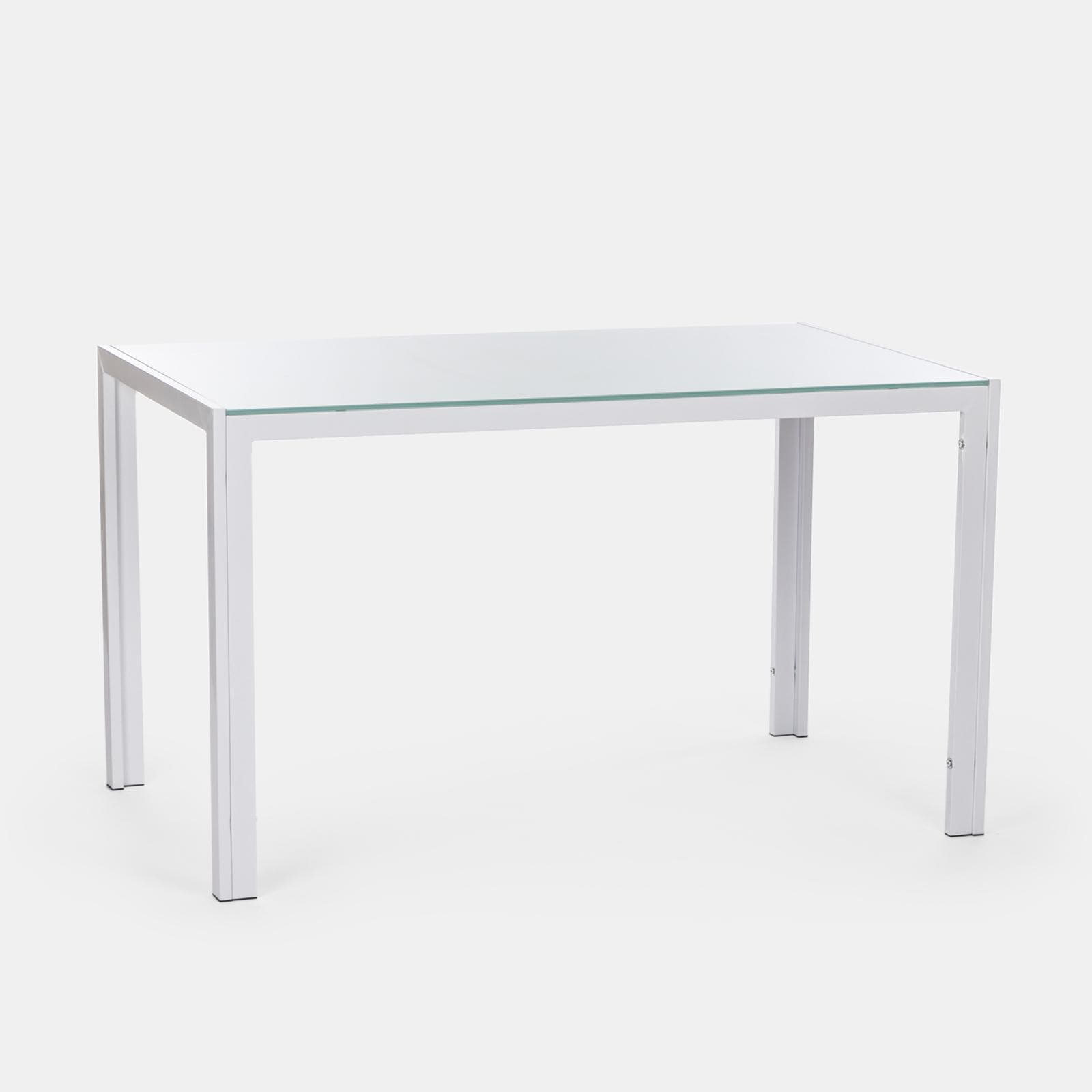 Tavolo da pranzo 130x70 cm piano in vetro temperato e gambe in metallo bianco - Grido