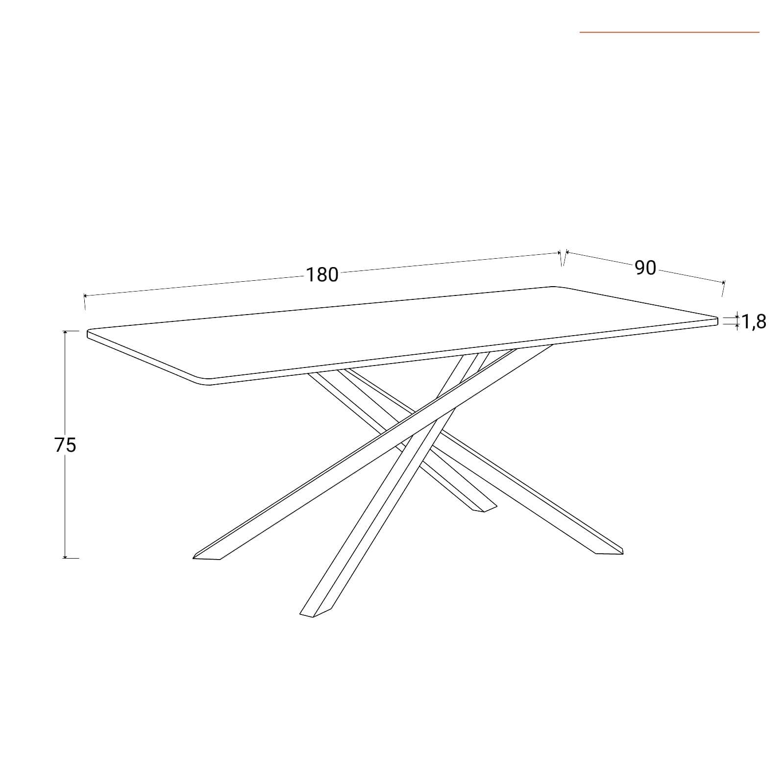 Tavolo da pranzo 180x90 cm con top rovere chiaro e gambe in metallo nero - Dalmo