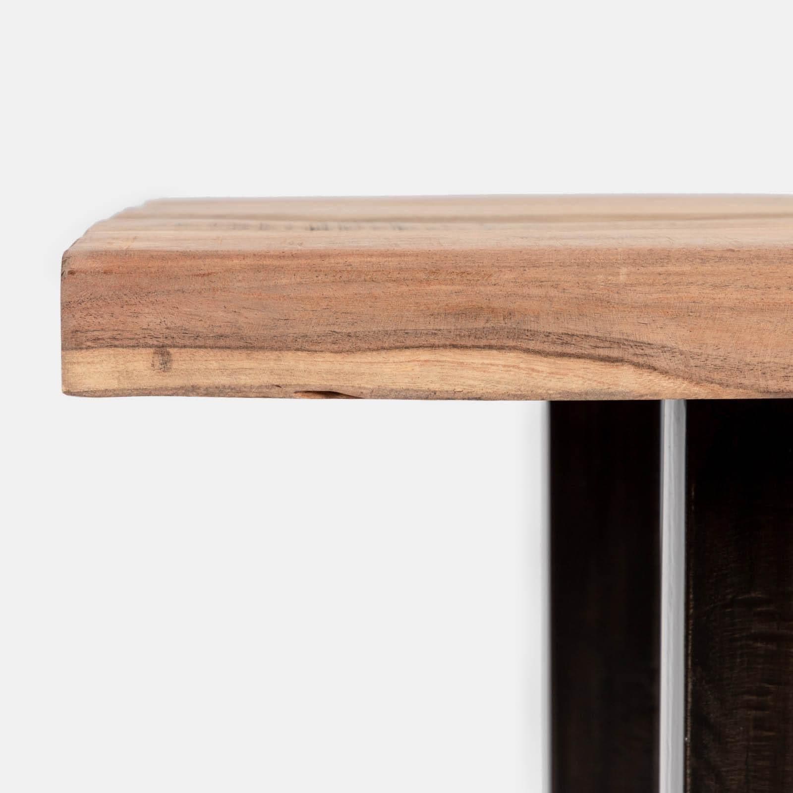 Tavolo 180x90 cm piano in legno di acacia 55 mm e gambe a U 5x5 in metallo nero - Freia Acacia