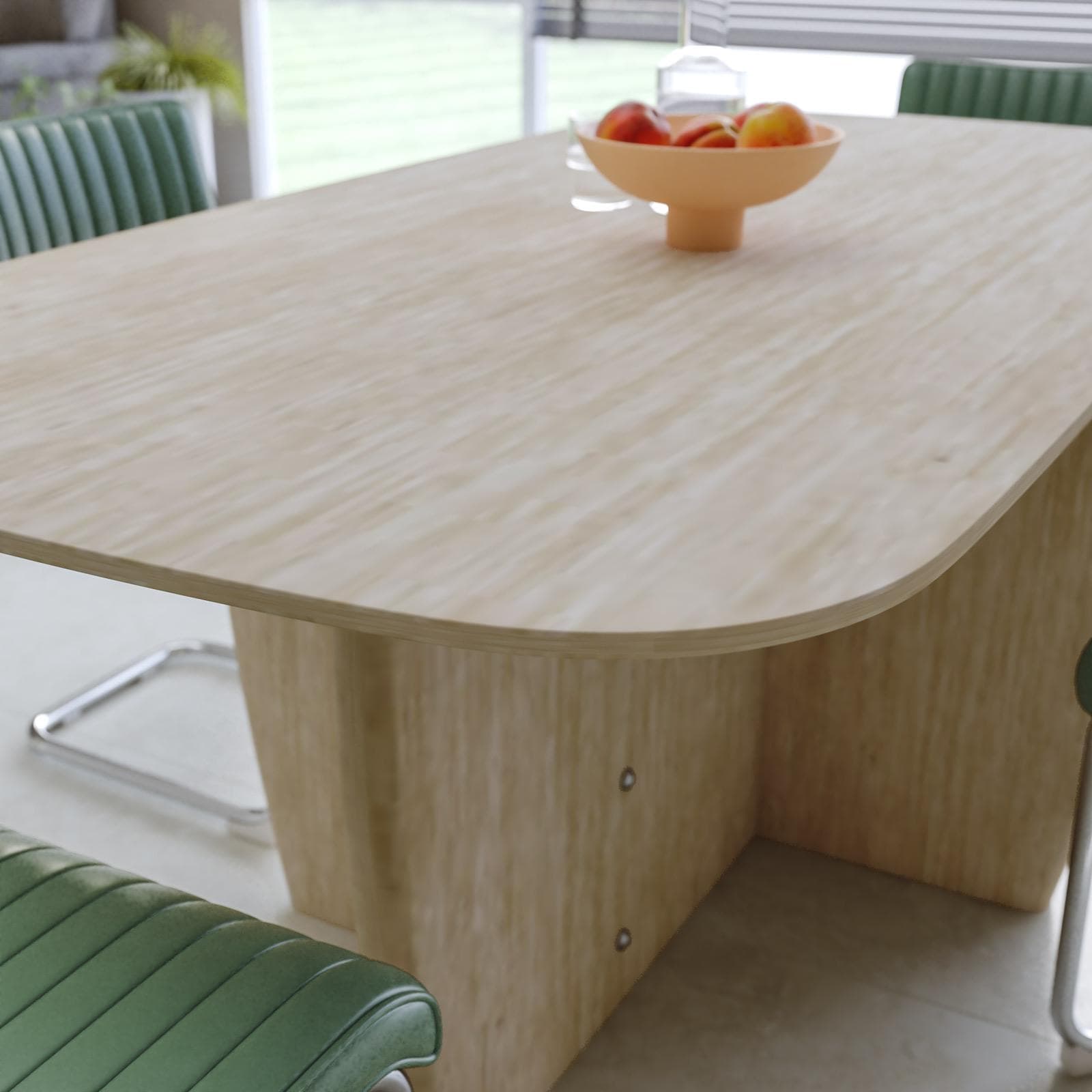 Tavolo da pranzo 180x90 cm top in ceramica e gambe effetto travertino - Iselin