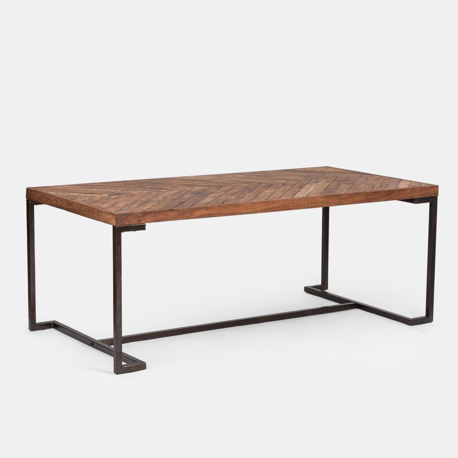 Tavolo da pranzo 200x100 cm in legno di acacia e gambe in metallo nero - Freia Acacia