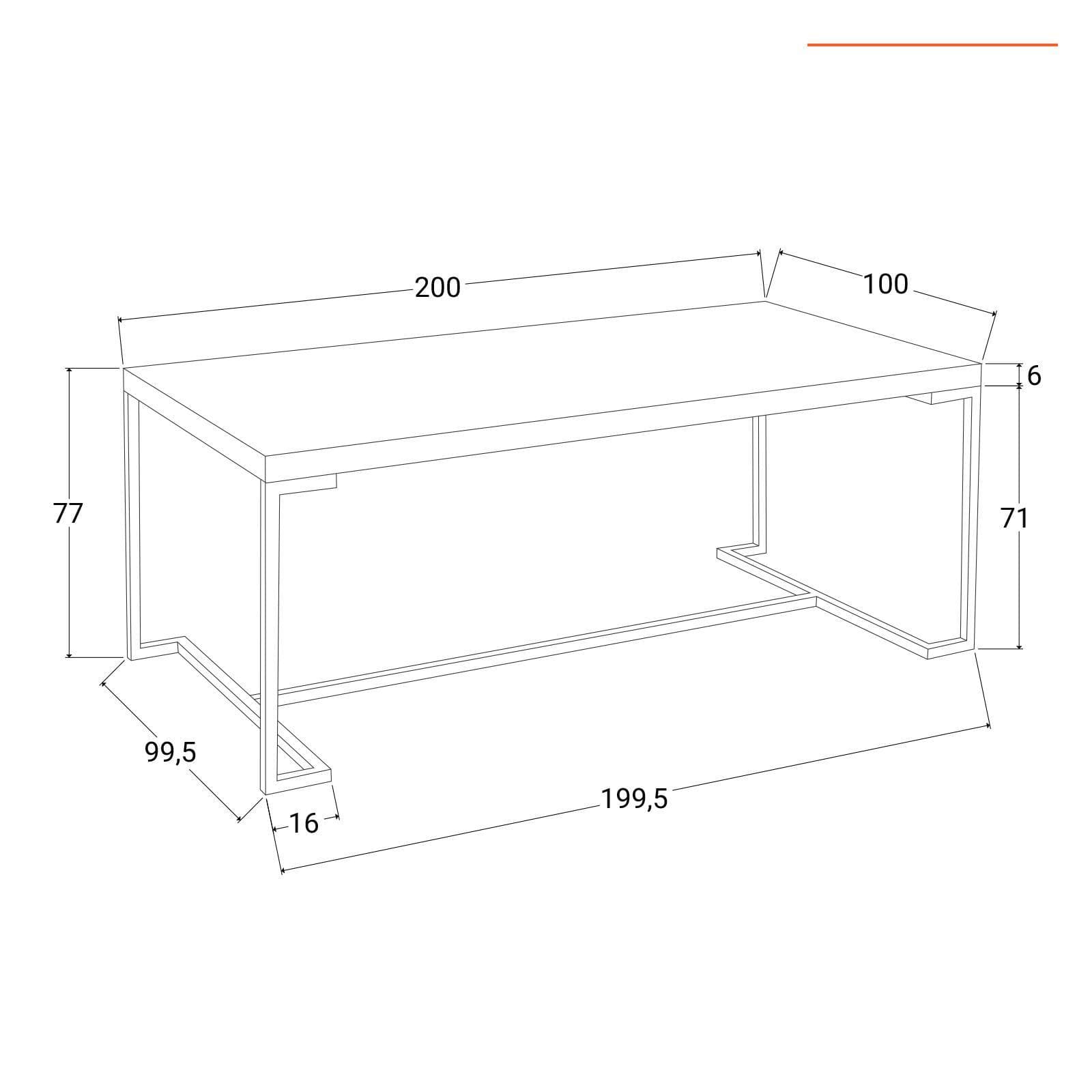 Tavolo da pranzo 200x100 cm in legno di acacia e gambe in metallo nero - Freia Acacia