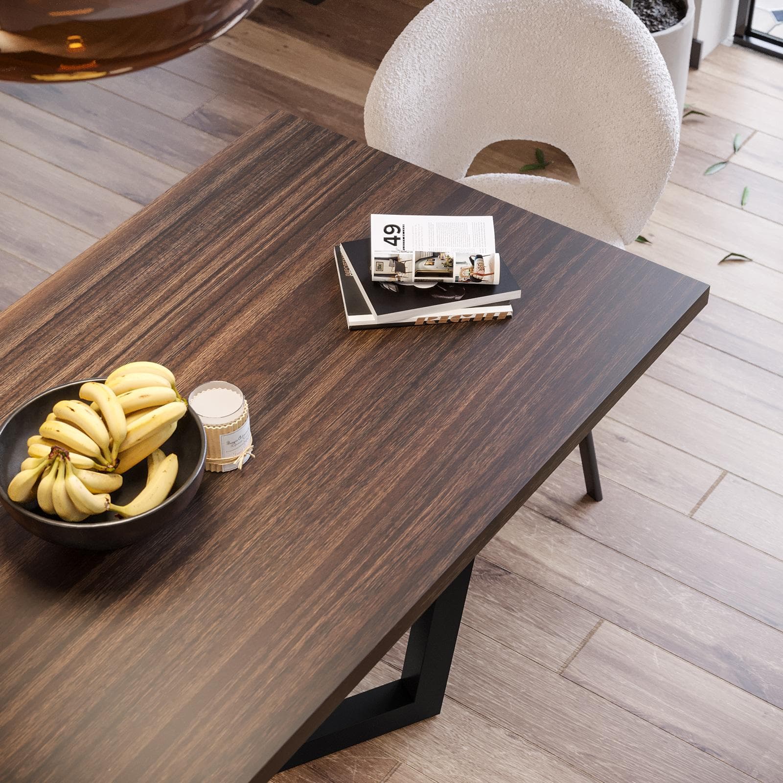 Tavolo da pranzo 200x100 cm top effetto rovere deciso 38 mm e gambe in metallo nero - Sedric