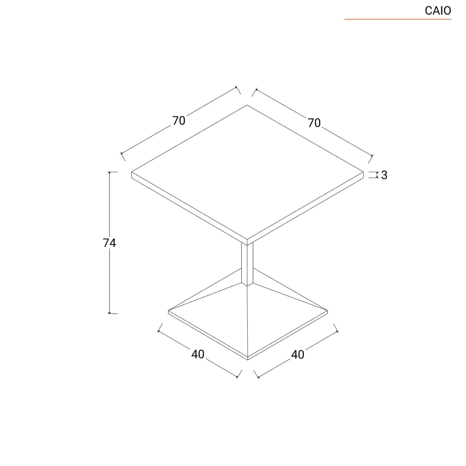 Tavolo da pranzo 70x70 cm con top in legno da 30 mm e base in metallo nero - Caio