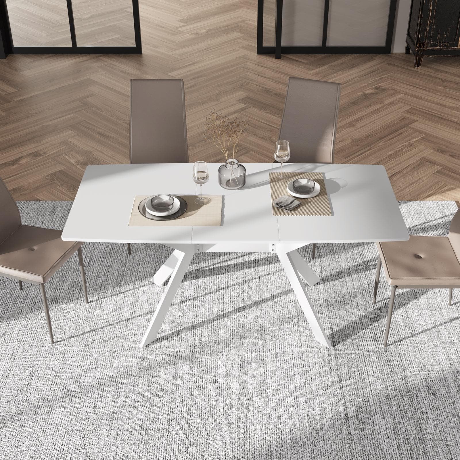 Tavolo da pranzo allungabile 120-160 x 80 cm in legno bianco - Nelson