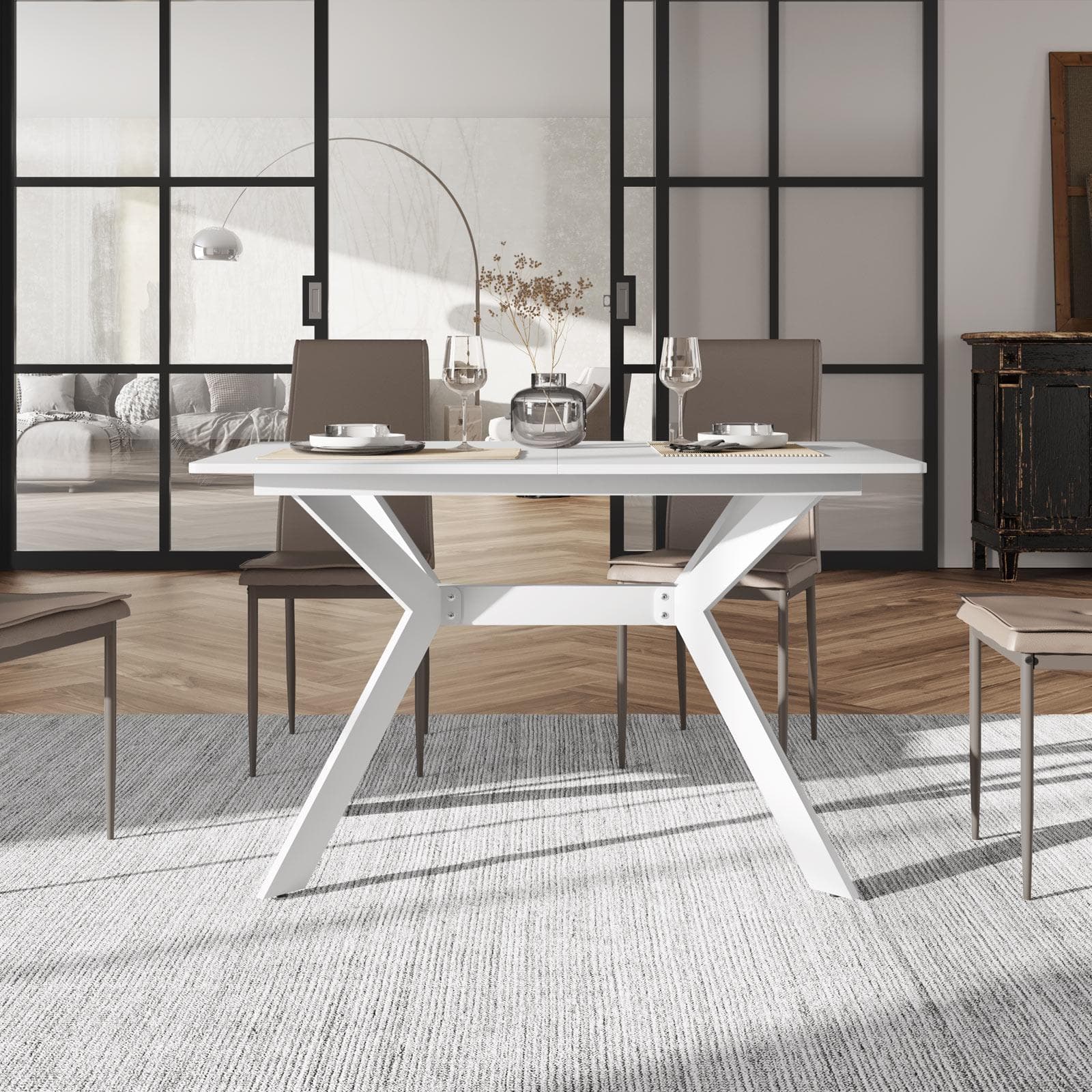 Tavolo da pranzo allungabile 120-160 x 80 cm in legno bianco - Nelson