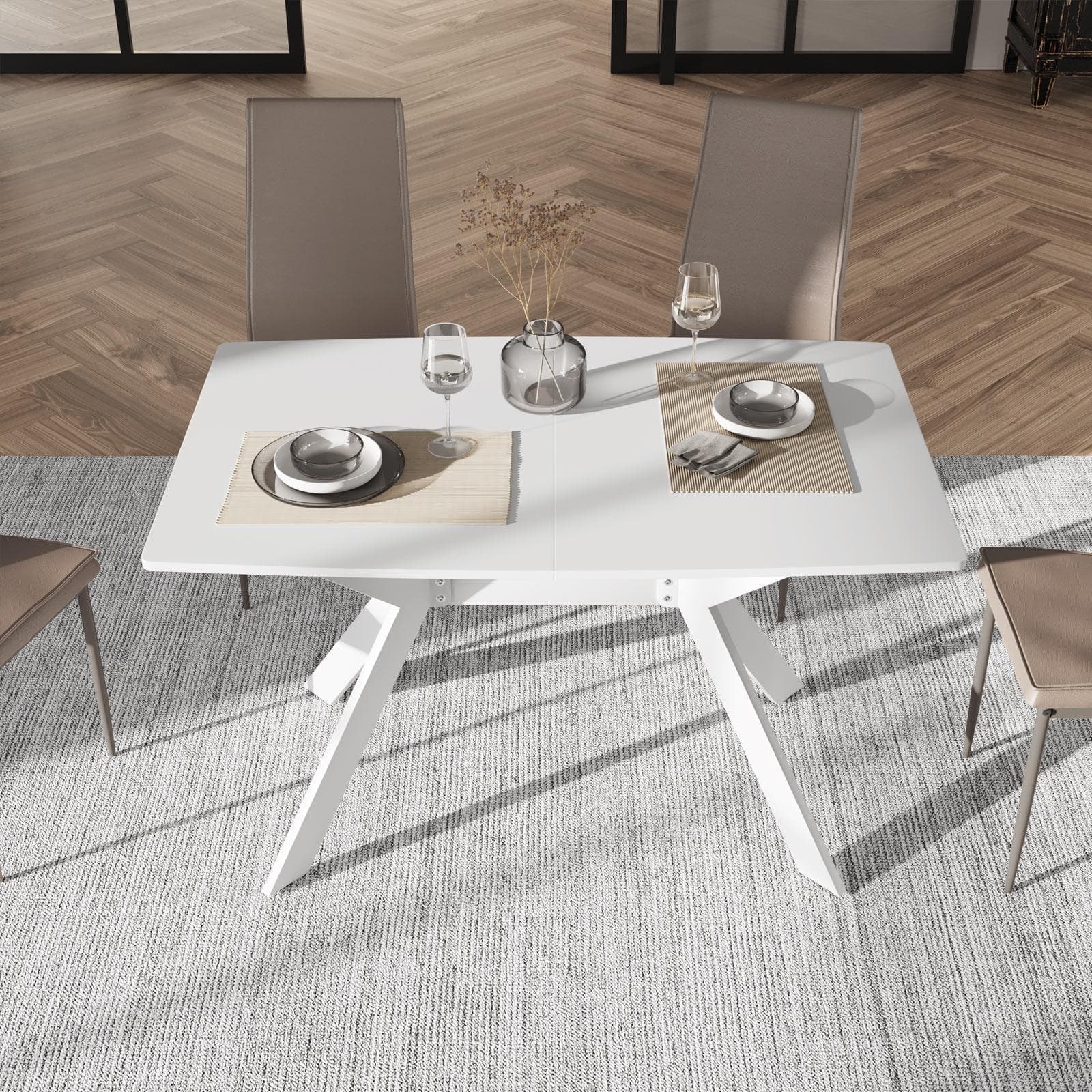 Tavolo da pranzo allungabile 120-160 x 80 cm in legno bianco - Nelson