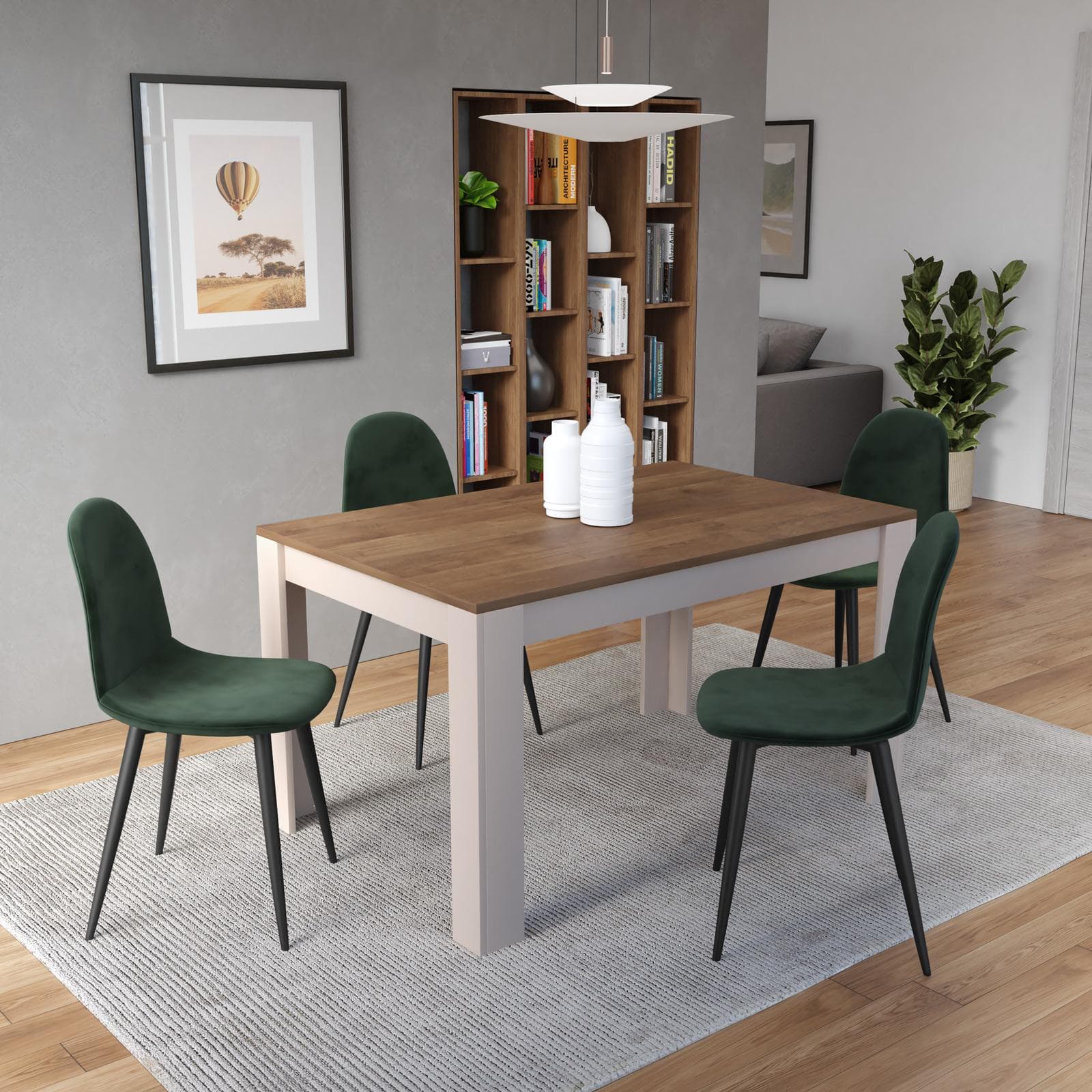 Tavolo da pranzo allungabile 137-185x90 cm mercure e cashmere - Brooke