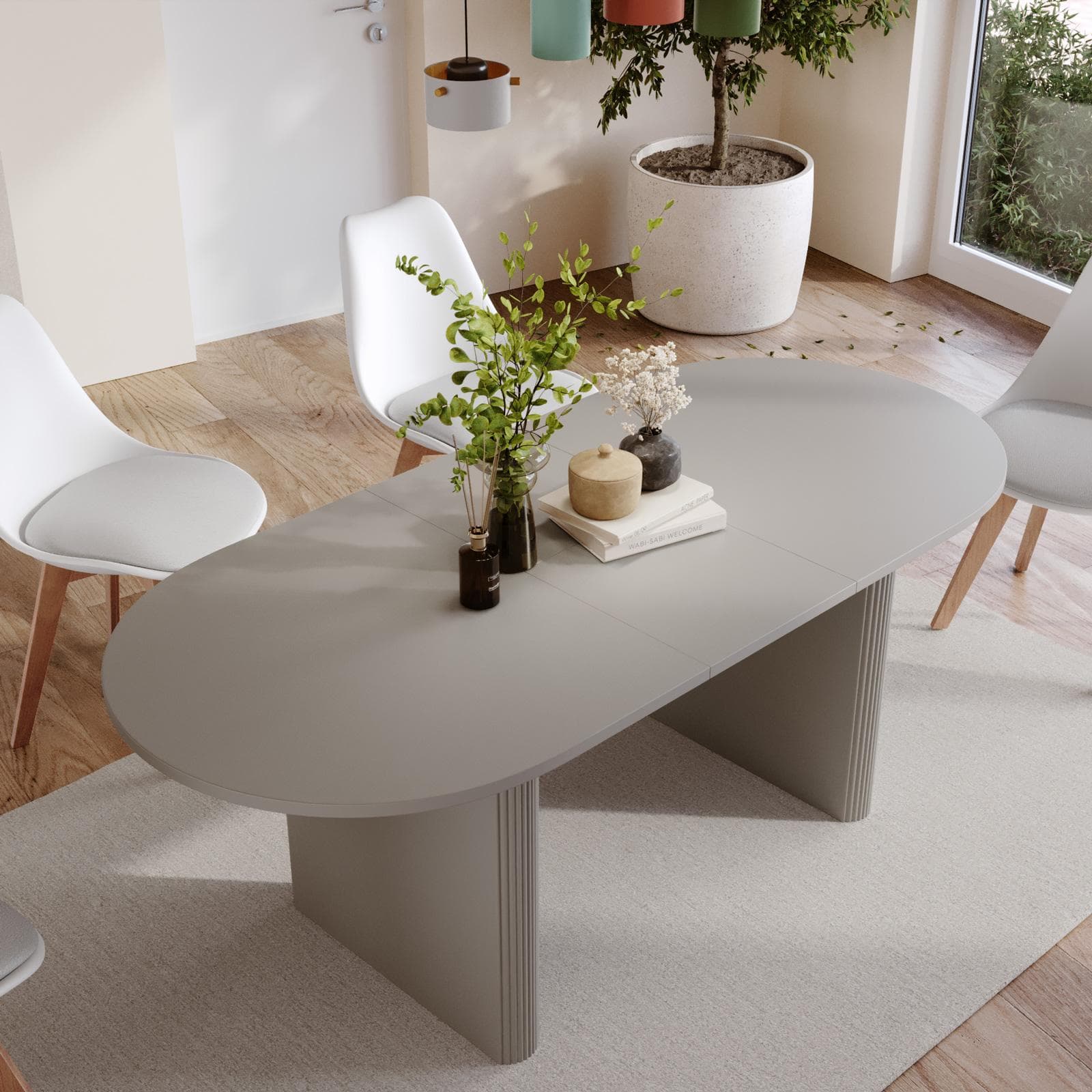 Tavolo da pranzo allungabile 160-200x90 cm grigio chiaro - Chad