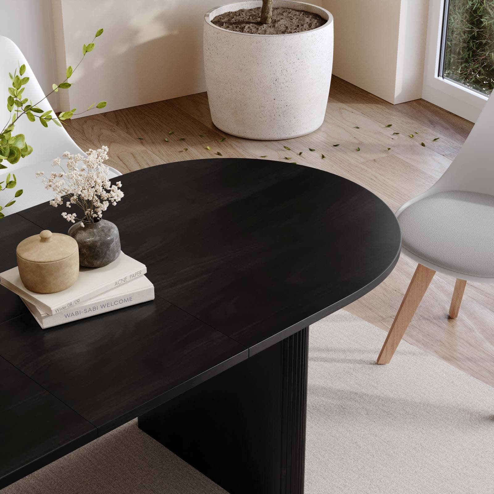 Tavolo da pranzo allungabile 160-200x90 cm nero effetto legno - Chad