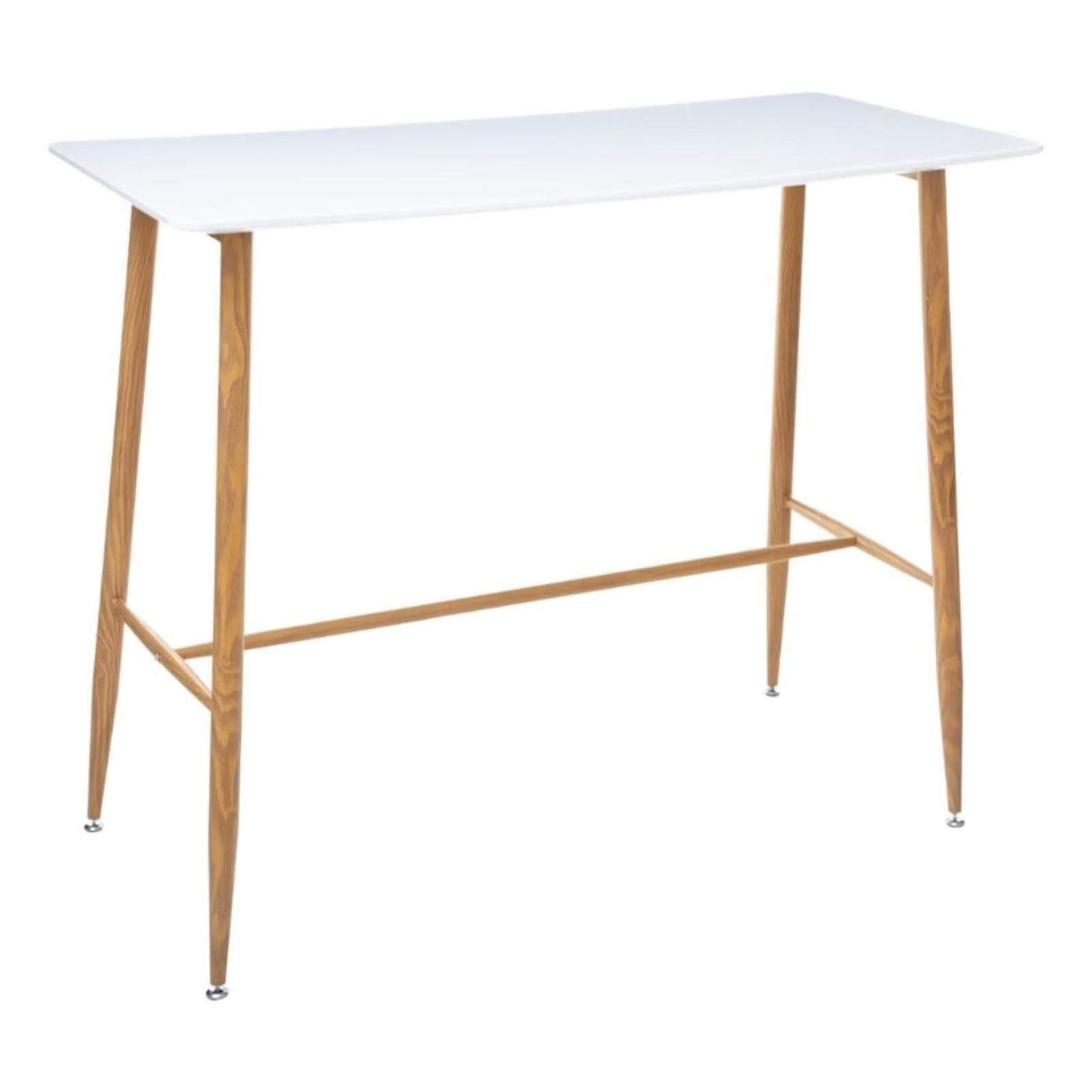 Tavolo alto 120x104h cm bianco con struttura effetto legno - Kara