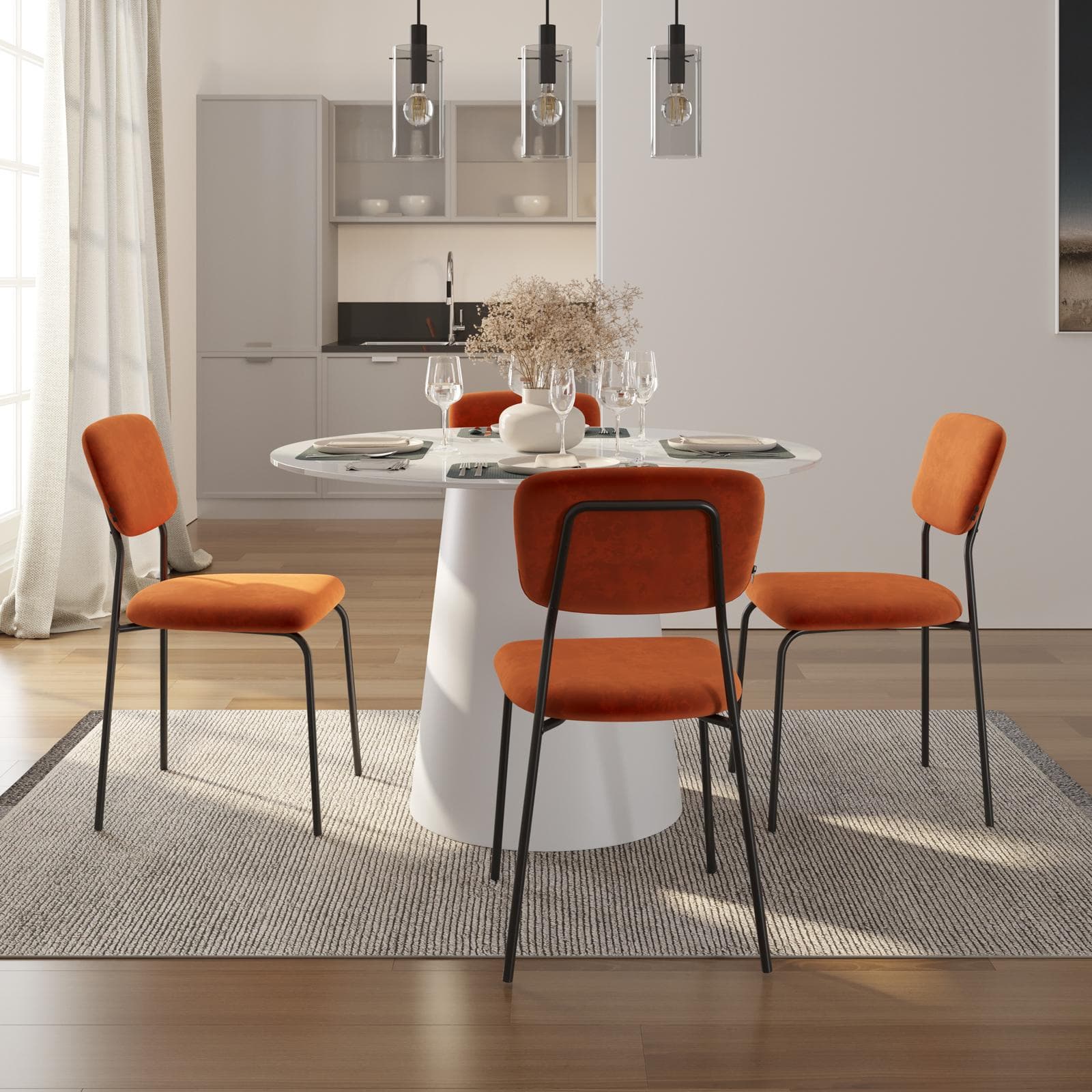 Tavolo da pranzo rotondo 120 cm con piano in ceramica effetto marmo bianco con base in metallo - Gringo