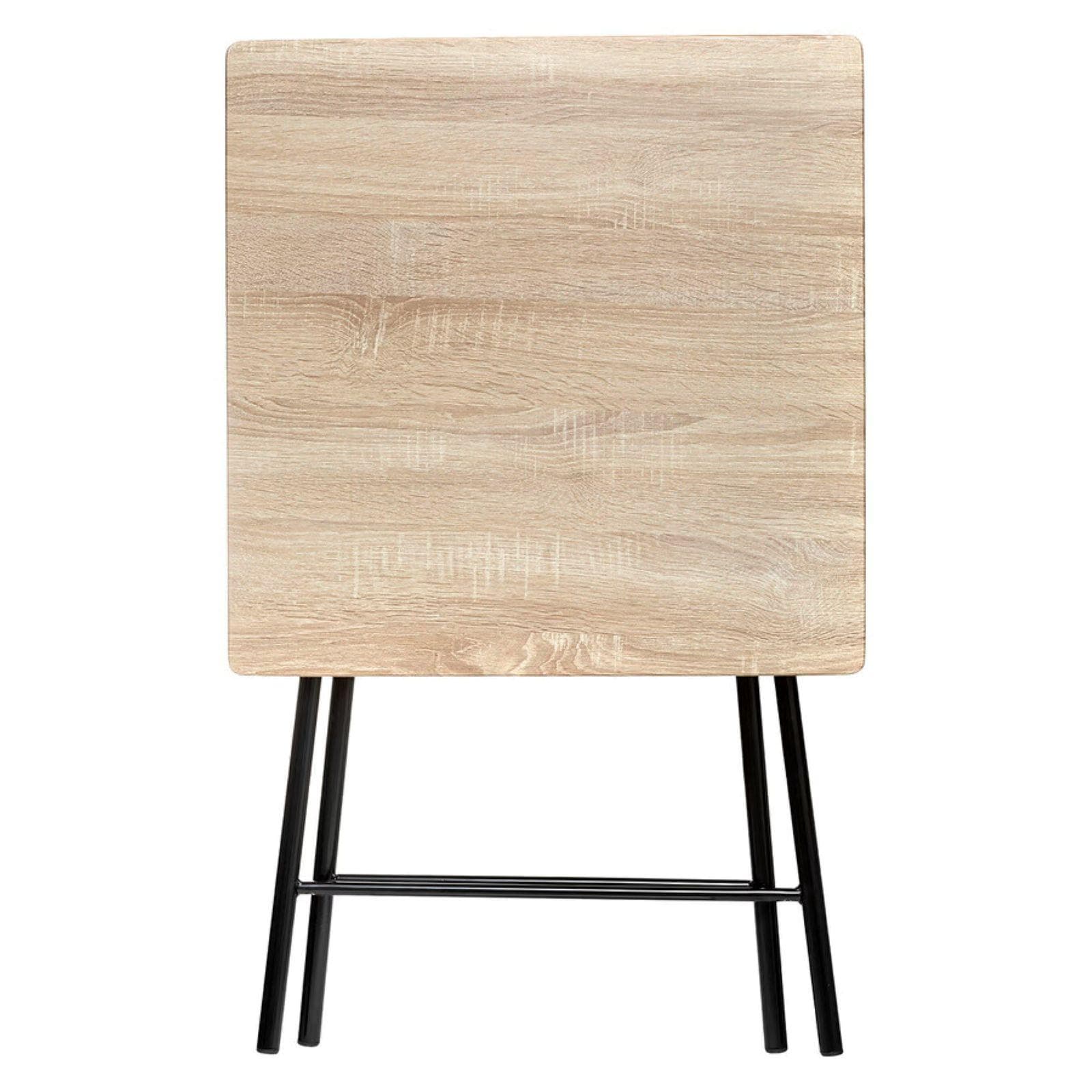 Tavolo pieghevole 60x60 cm in acciaio nero e legno naturale - Astevy