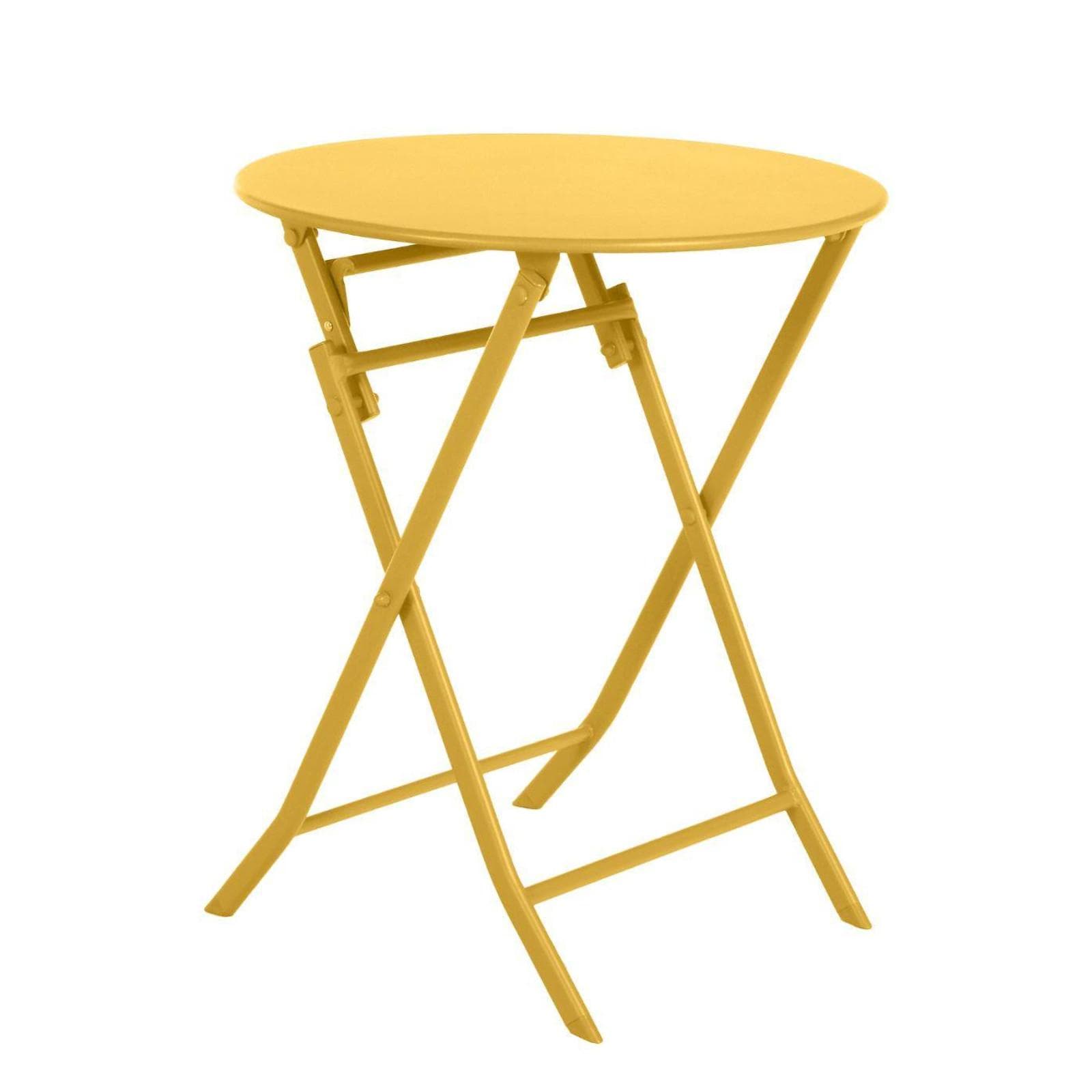 Tavolo pieghevole da esterno rotondo 60 cm in acciaio senape – Atelier