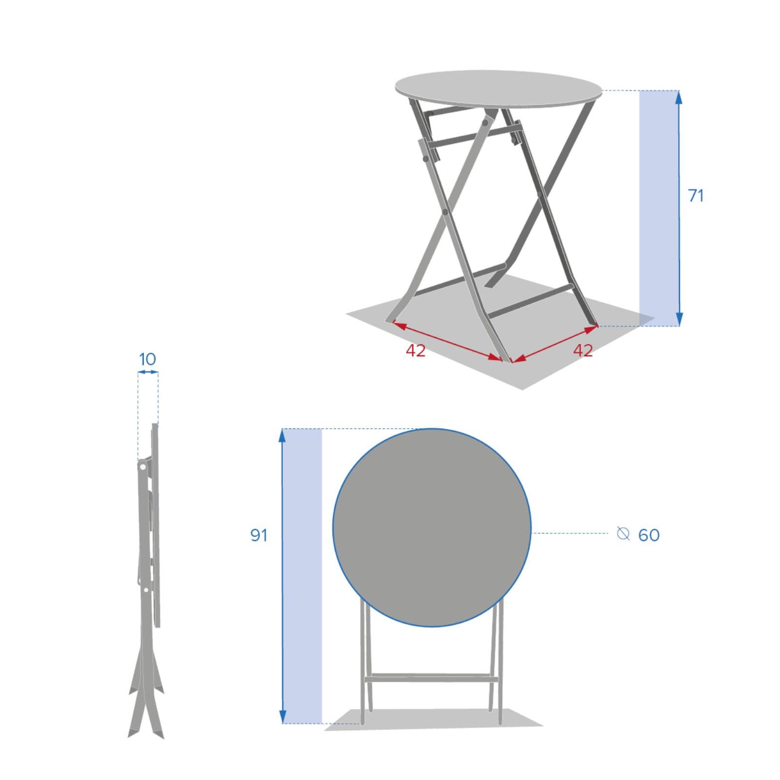 Tavolo pieghevole da esterno rotondo 60 cm in acciaio senape – Atelier
