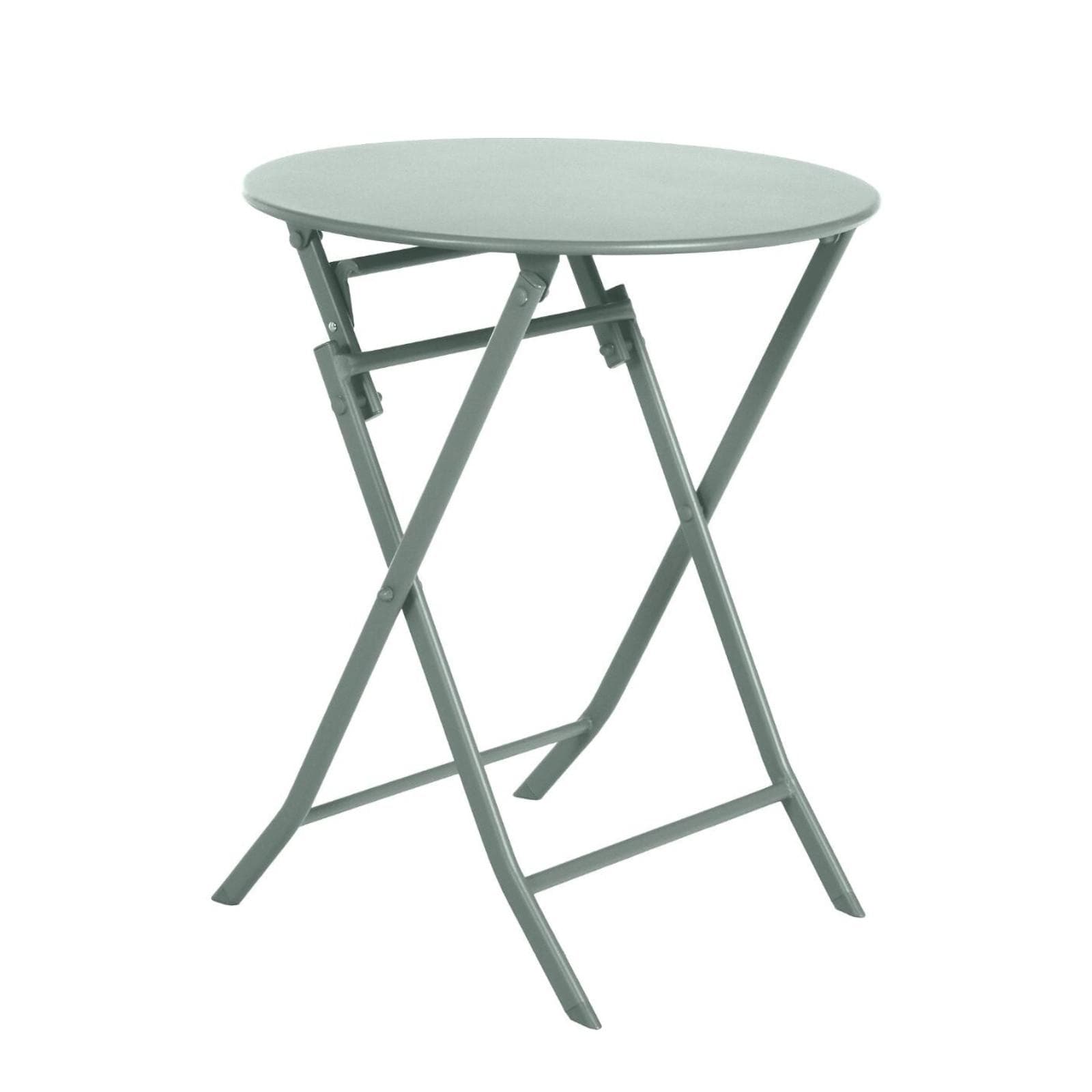 Tavolo pieghevole da esterno rotondo 60 cm in acciaio verde oliva - Atelier