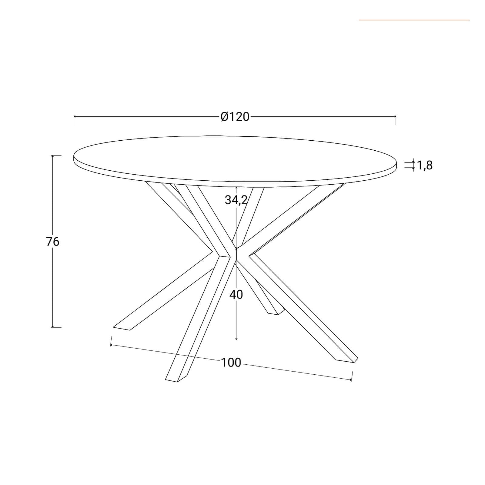 Tavolo rotondo 120 cm con top antracite e gambe incrociate rovere scuro - Focal