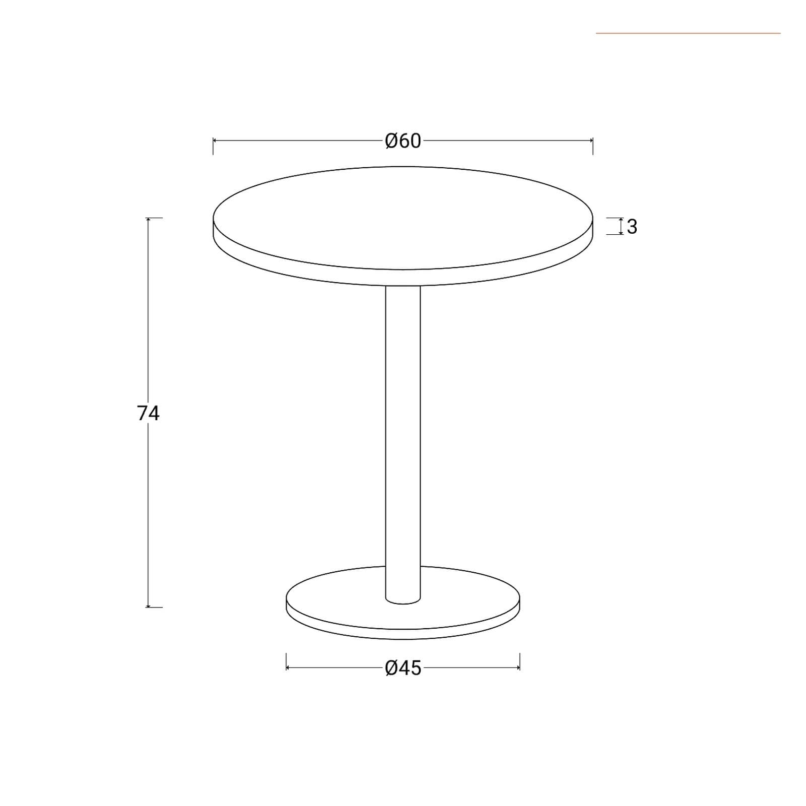 Tavolo rotondo 60 cm con top da 30 mm e base in metallo nero - Caio