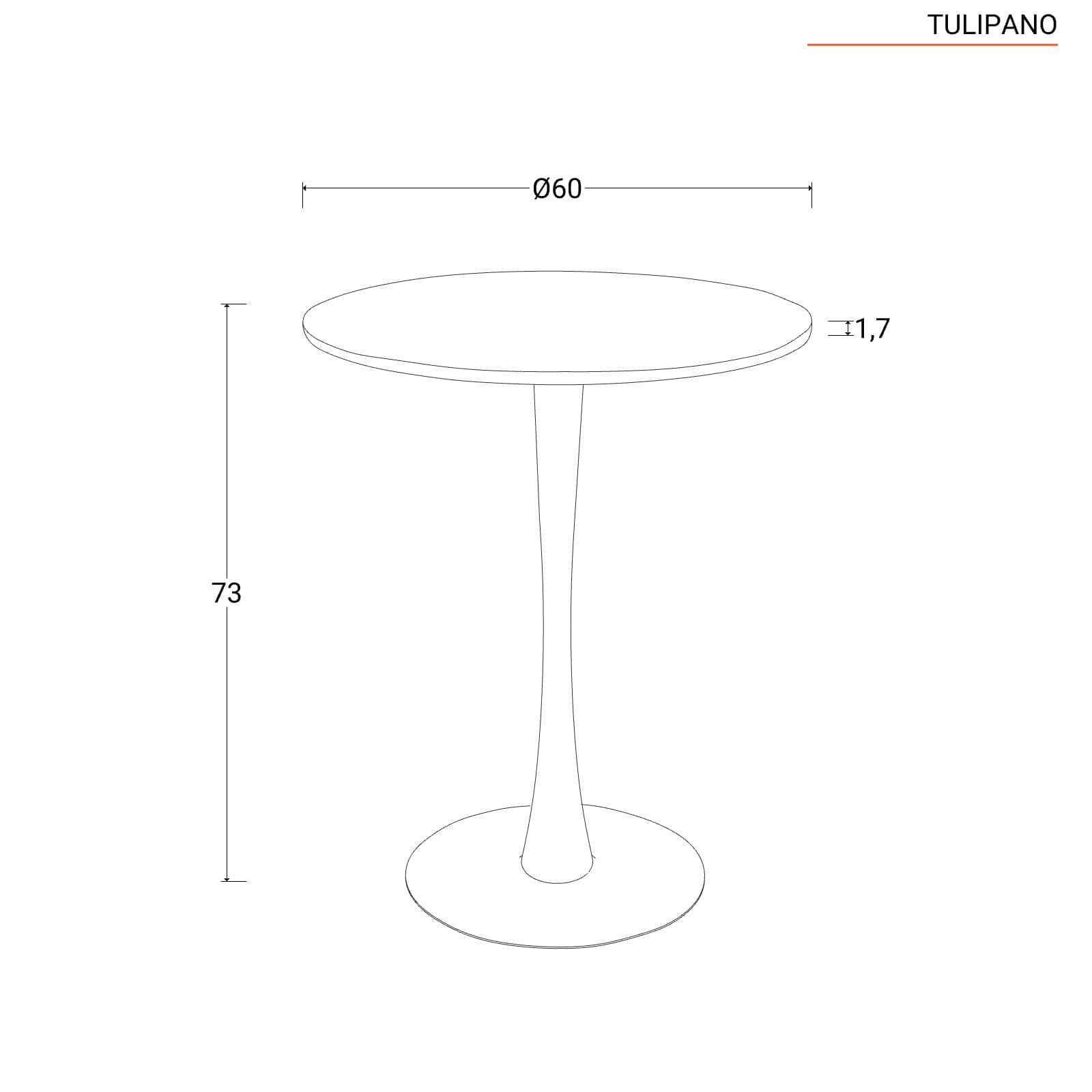 Tavolo da pranzo rotondo 60 cm in legno nero opaco - Tulipano