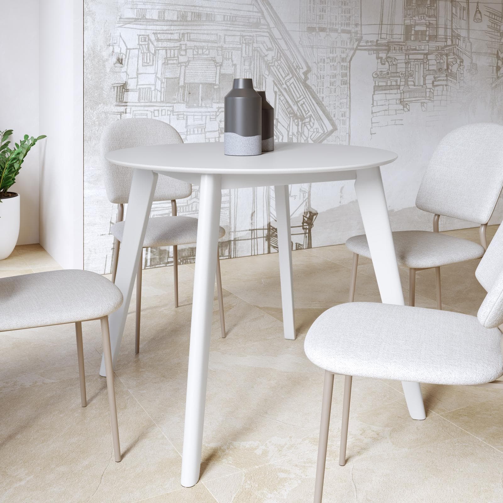 Tavolo rotondo 90 cm in legno bianco - Belno