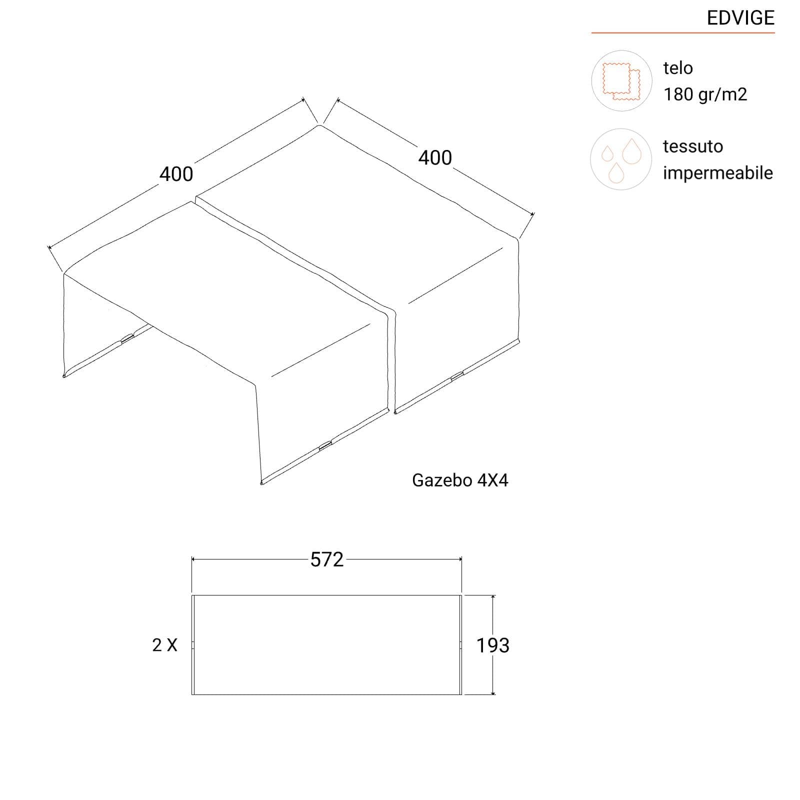 Telo di ricambio 4x4 m per gazebo con tetto scorrevole - Edvige
