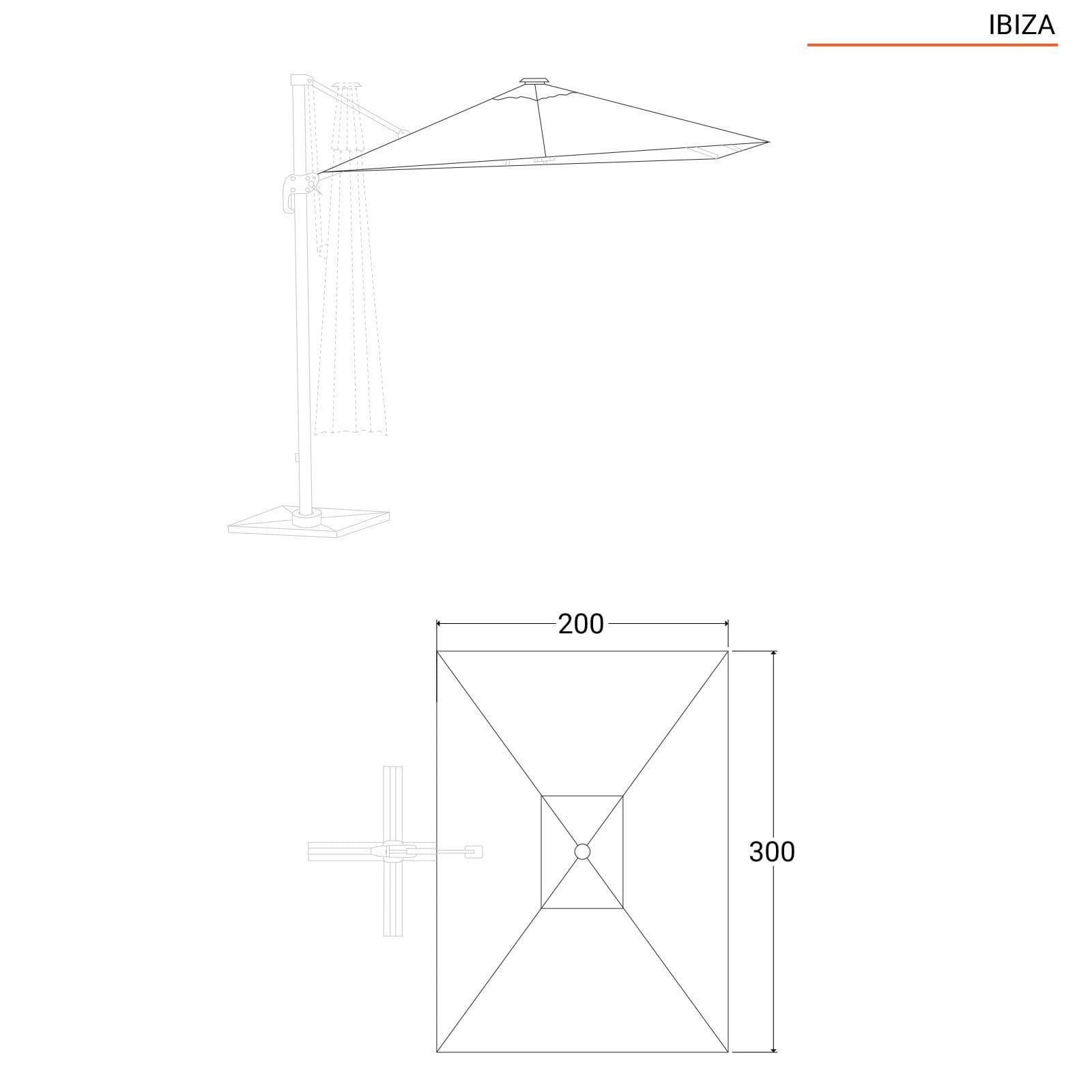 Telo di ricambio bianco per ombrellone Ibiza 3x2 m