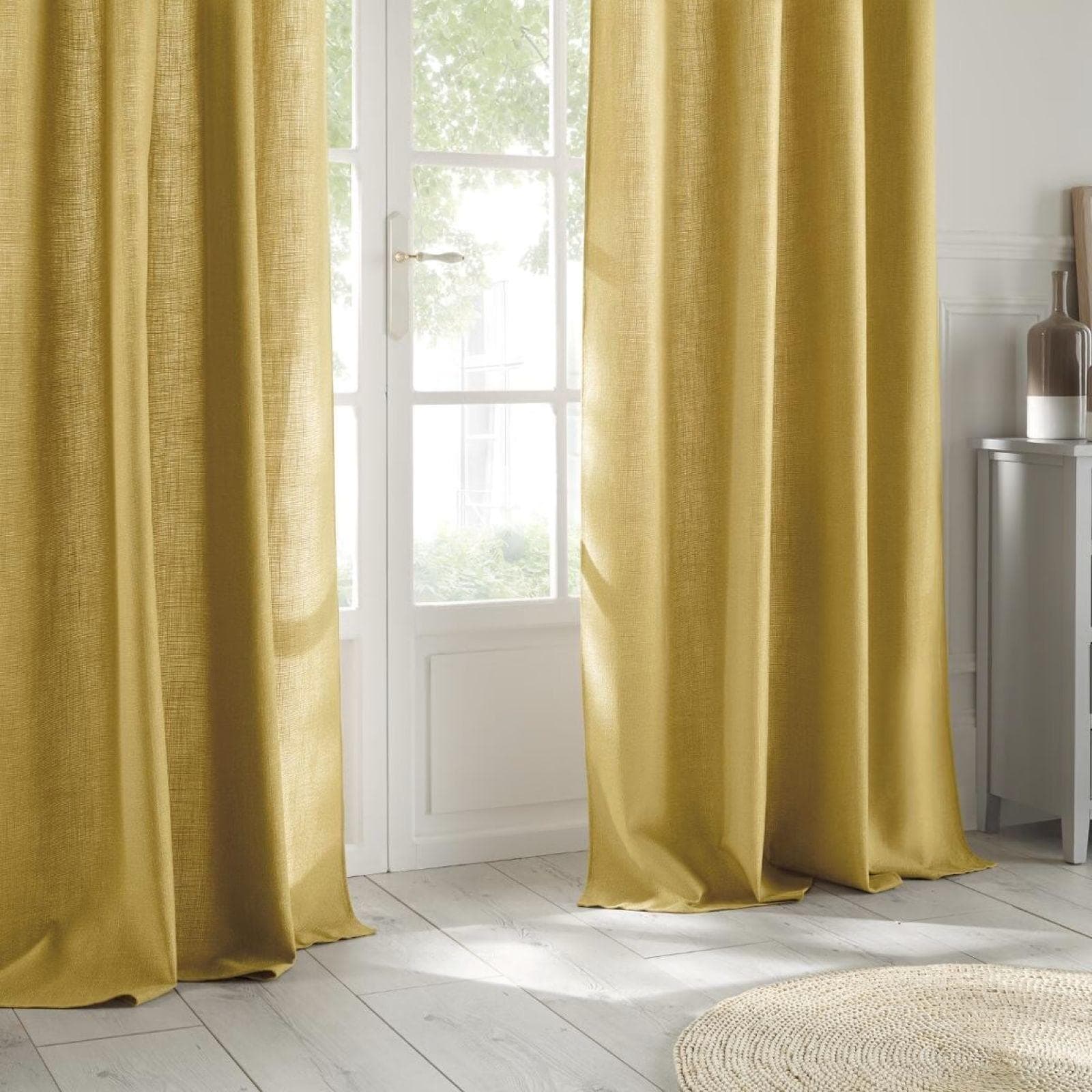 Tenda filtrante 140x260h cm in tessuto effetto lino ocra - Cremy
