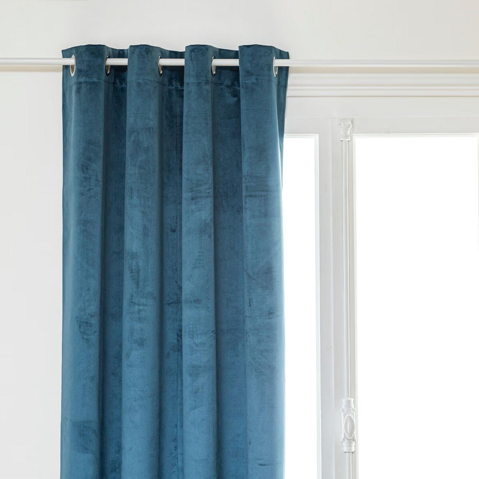 Tenda oscurante 140x260h cm in velluto blu petrolio - Tanay