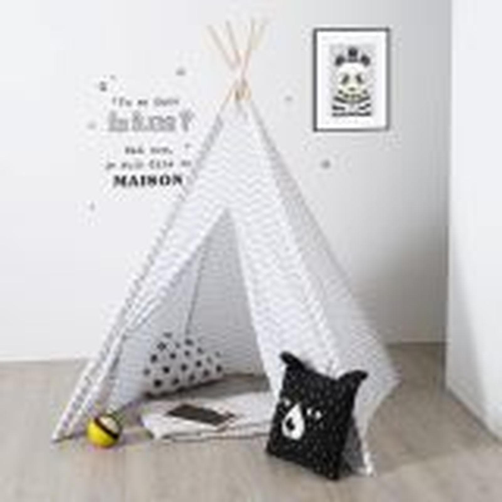 Tenda per bambini 160h cm in tessuto grigio e legno - Kids
