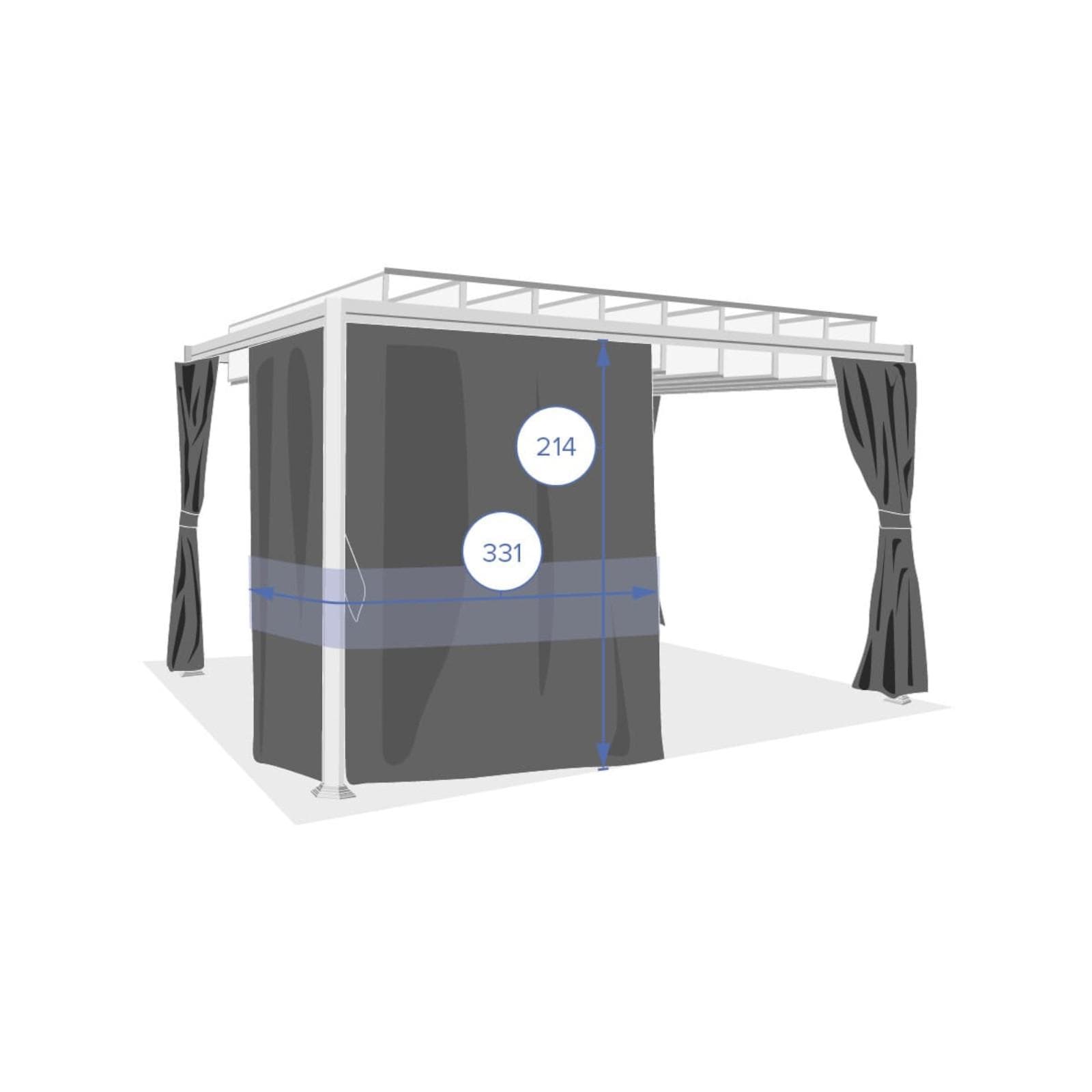 Set 4 tende laterali per gazebo da 3x3,8m in poliestere grigio - Shine