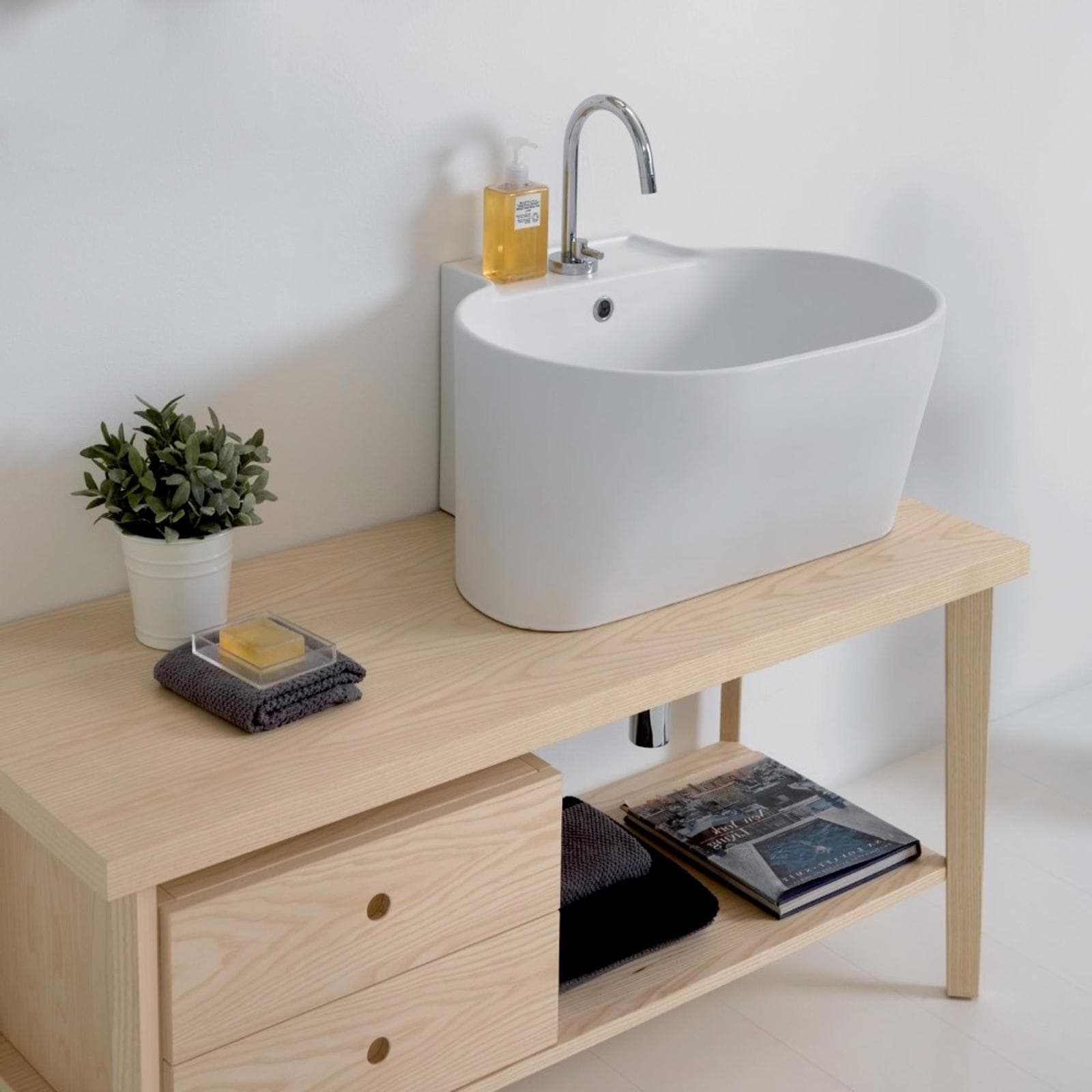 Tino Colavene lavabo/lavello monoforo per bagno lavanderia sospeso o appoggio 60x50 cm