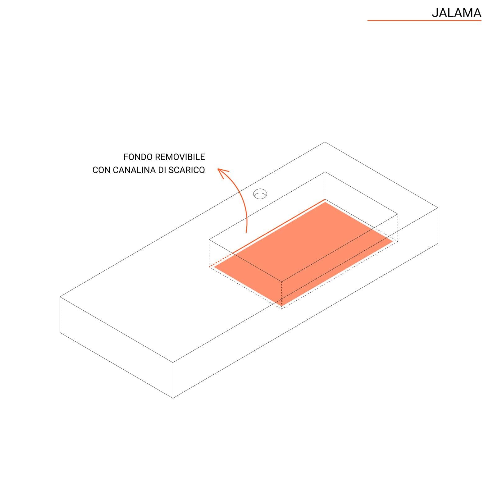 Top in HPL con lavabo integrato 100cm vasca a destra pietra grigio fiordo - Jalama