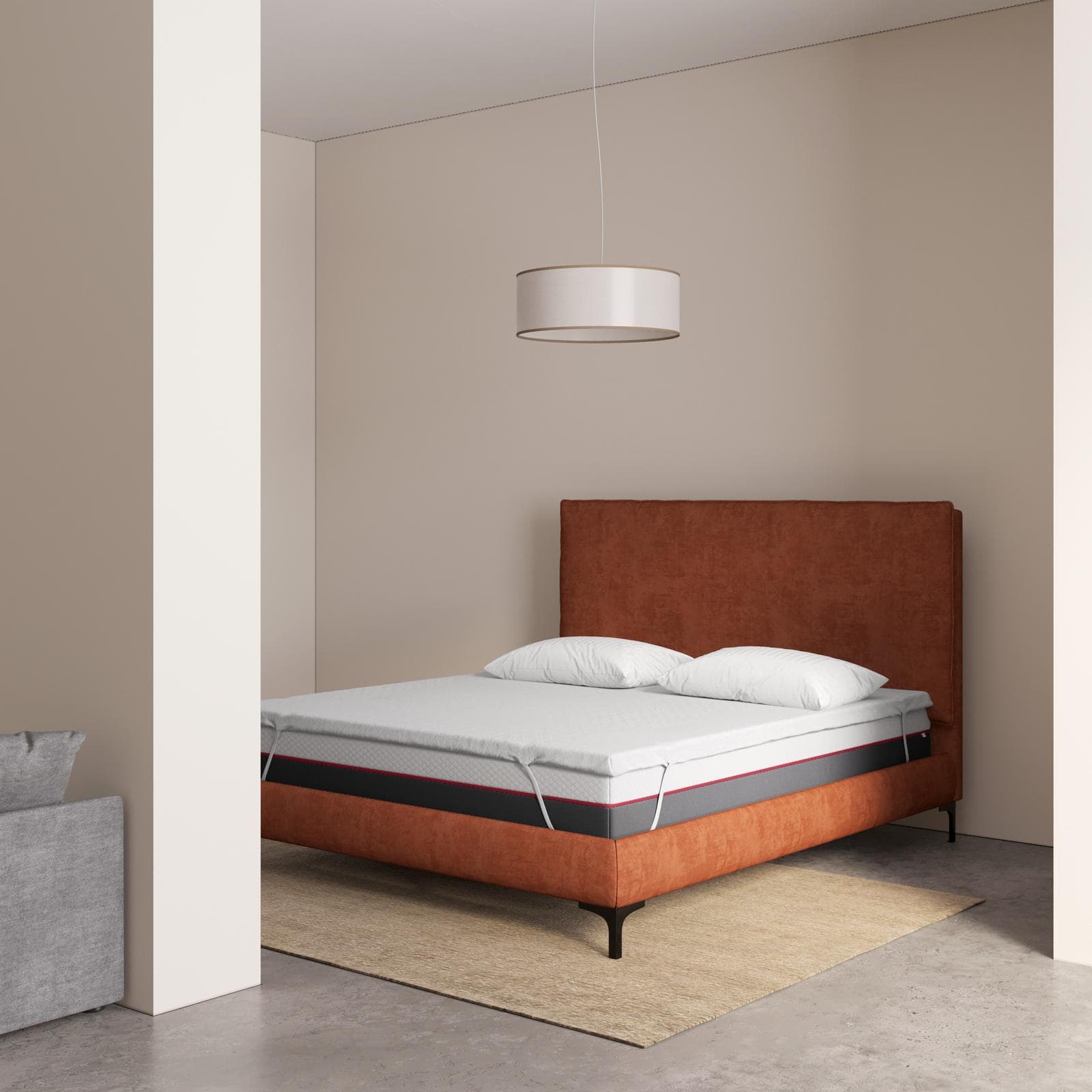 Topper per materasso una piazza e mezza 120x190 cm sfoderabile in Memory h 5,5 cm - Audley
