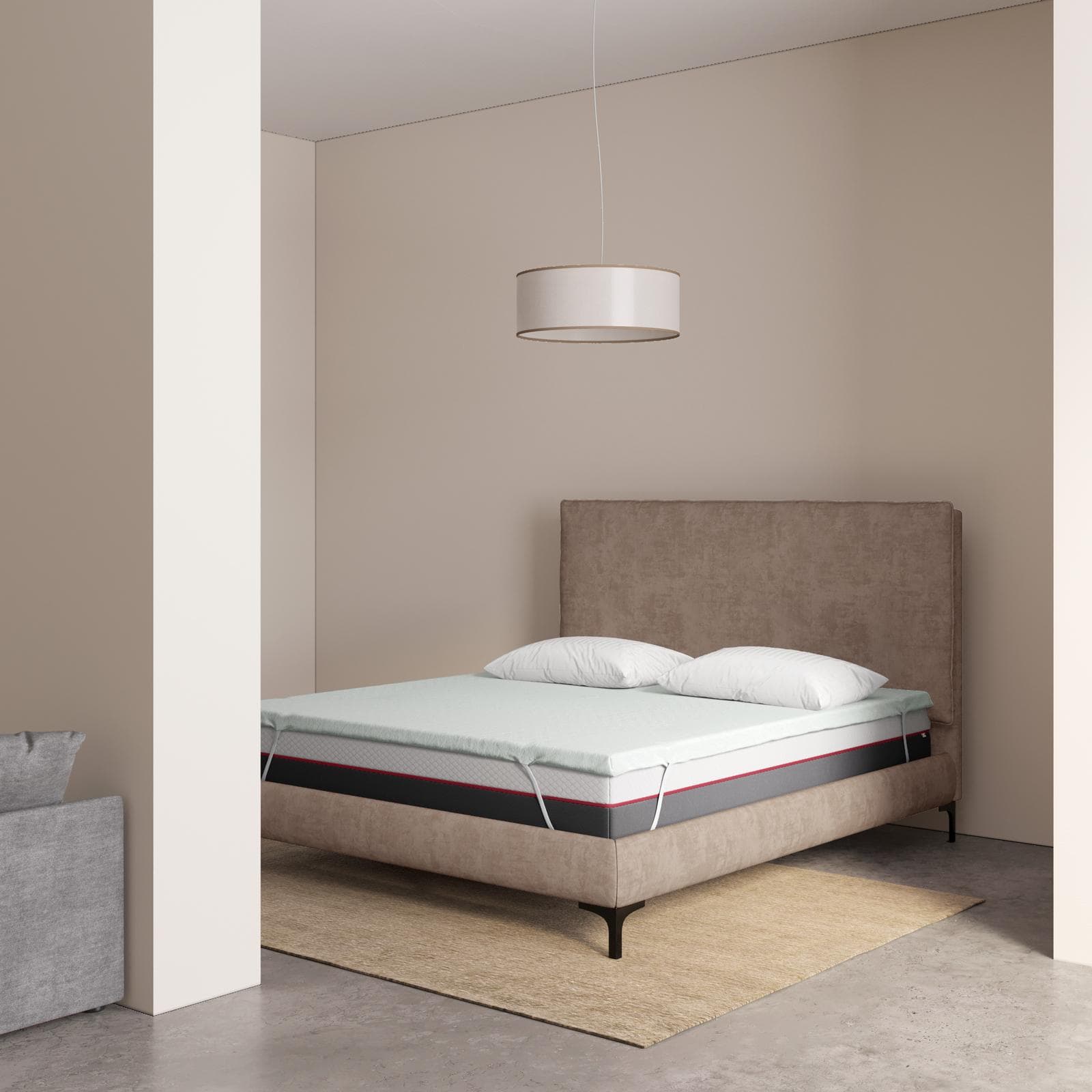 Topper per materasso una piazza e mezza 120x200 cm sfoderabile in Elastic Foam h 5,5 cm - Glamis