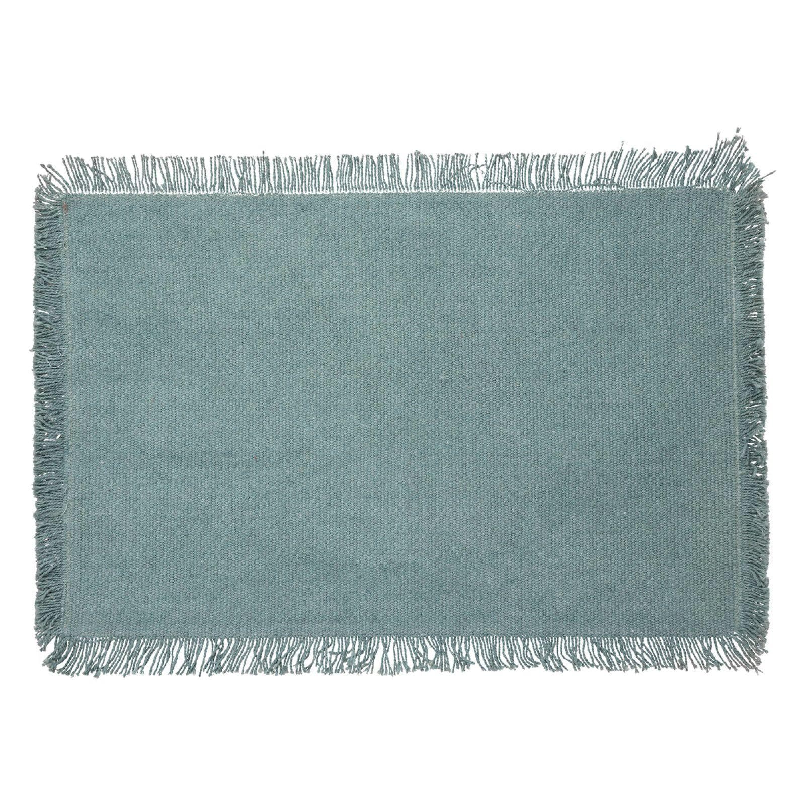 Tovaglietta 45x30 cm in cotone verde celadon con frange - Saphir