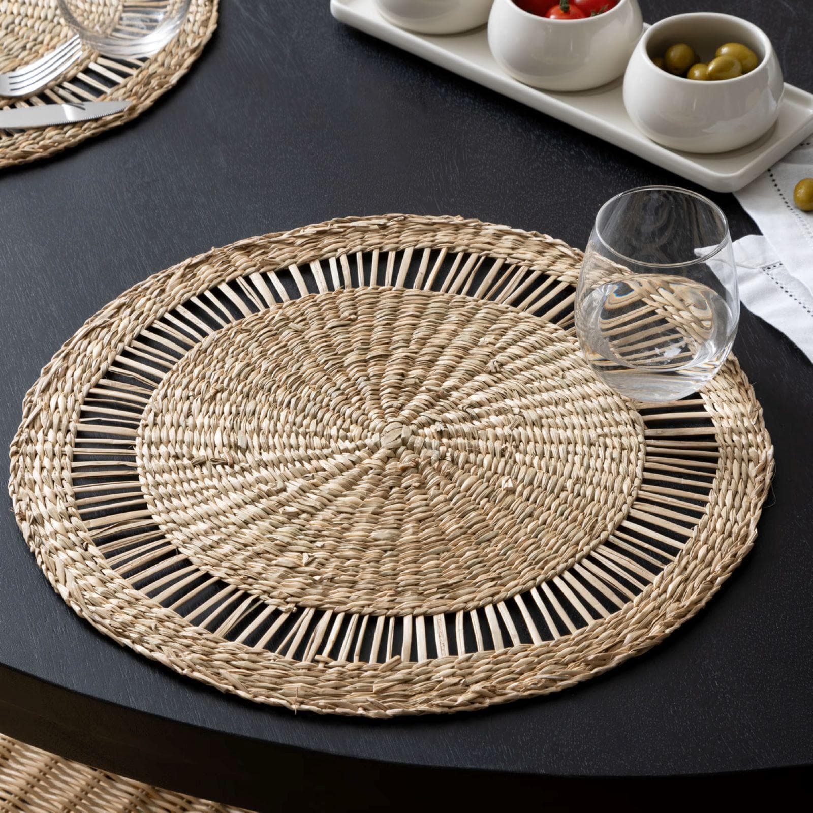 Tovaglietta rotonda 38 cm intrecciata naturale