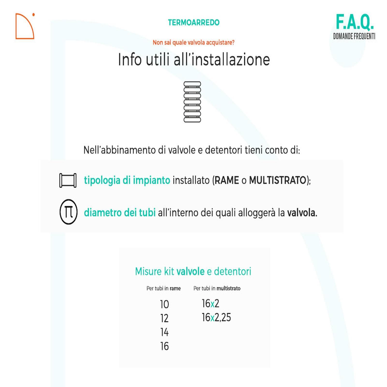 Valvola mono/bitubo con by-pass e detentore attacco centrale per multistrato 16x2,25